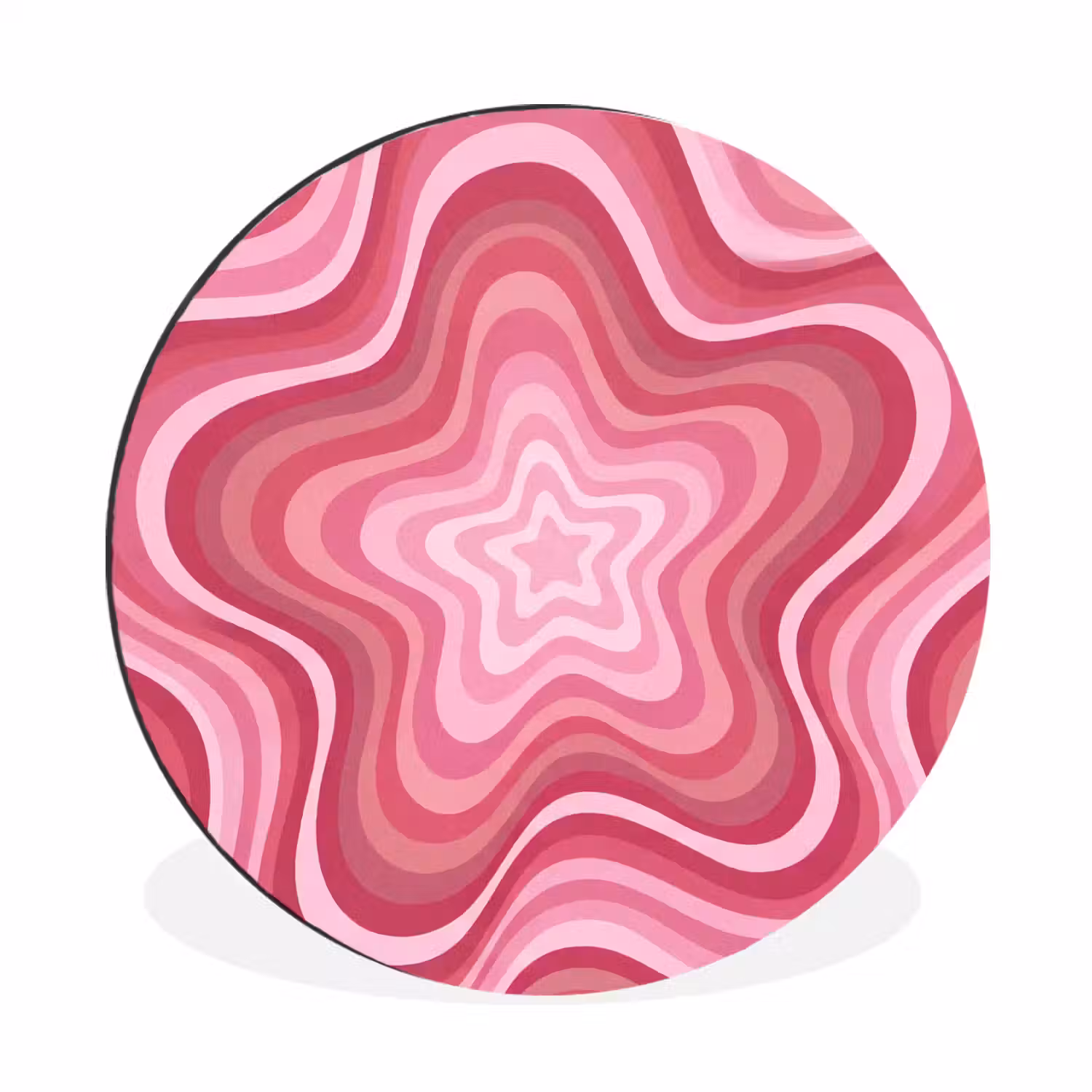 Ster - Golvend - Abstract - Roze Wandcirkel aluminium klein -3d