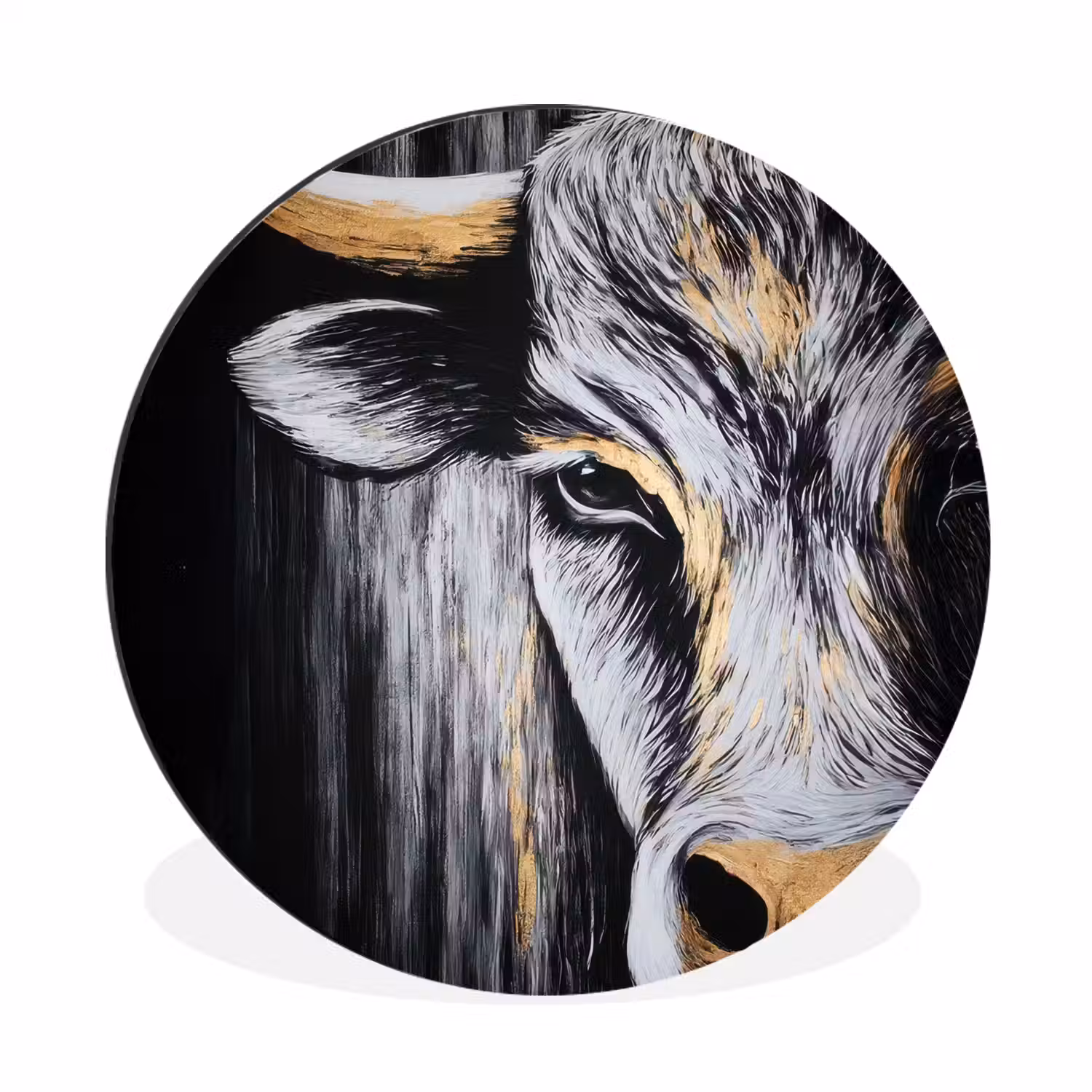Stier - Hoorns - Snuit - Goud Wandcirkel aluminium klein -3d