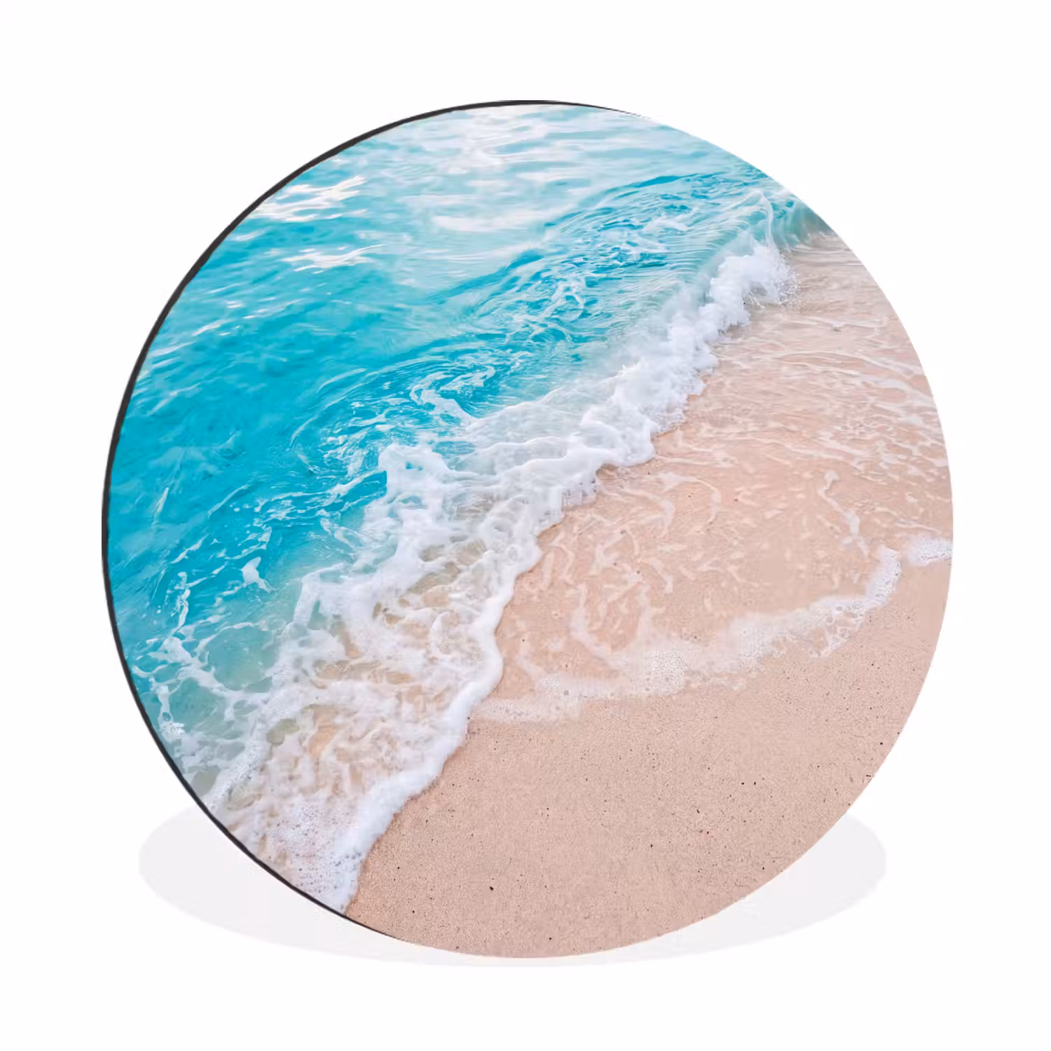 Strand - Zee - Golf - Natuur - Blauw Wandcirkel aluminium klein -3d
