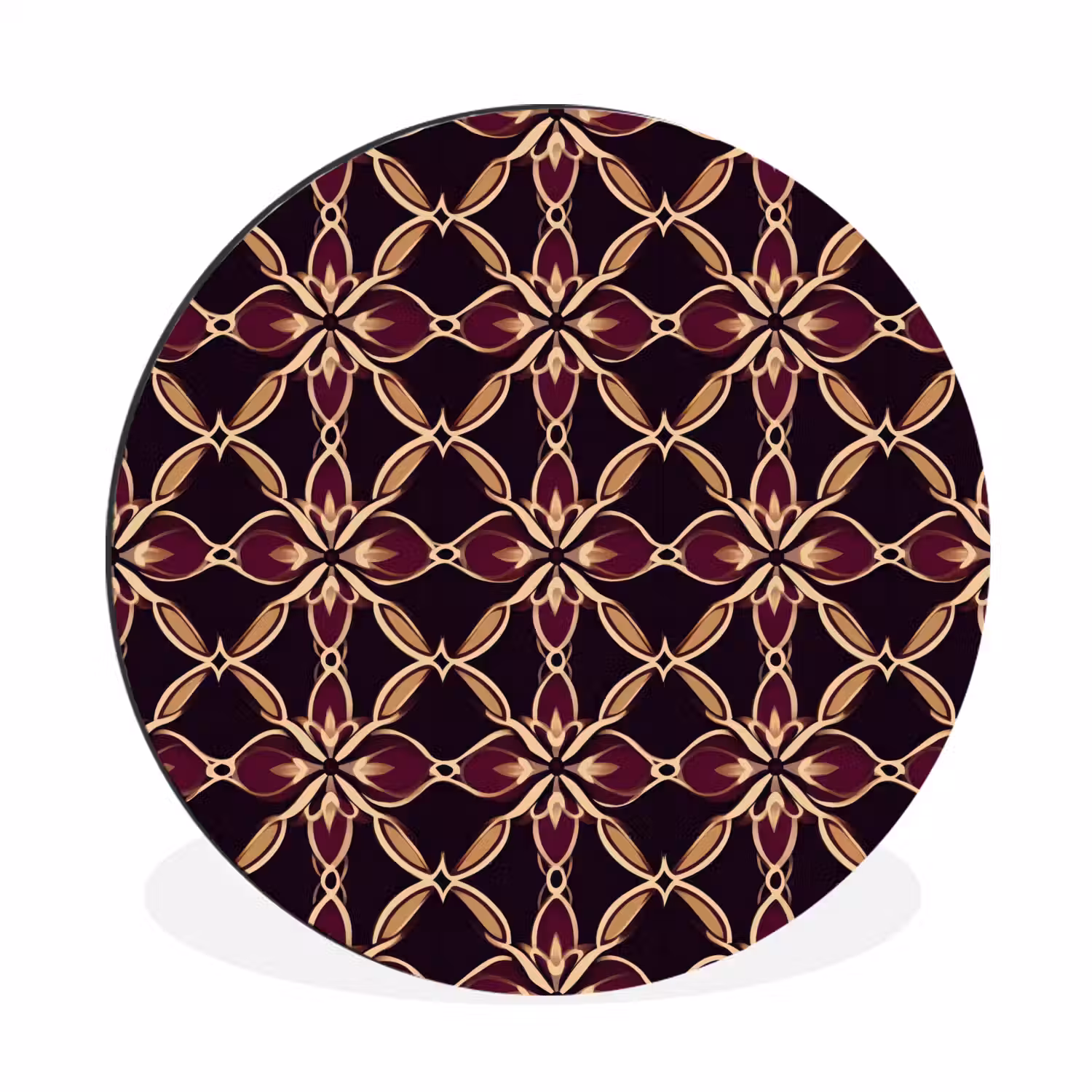 Symmetrisch - Tegel - Burgundy Wandcirkel aluminium klein 190 -3d