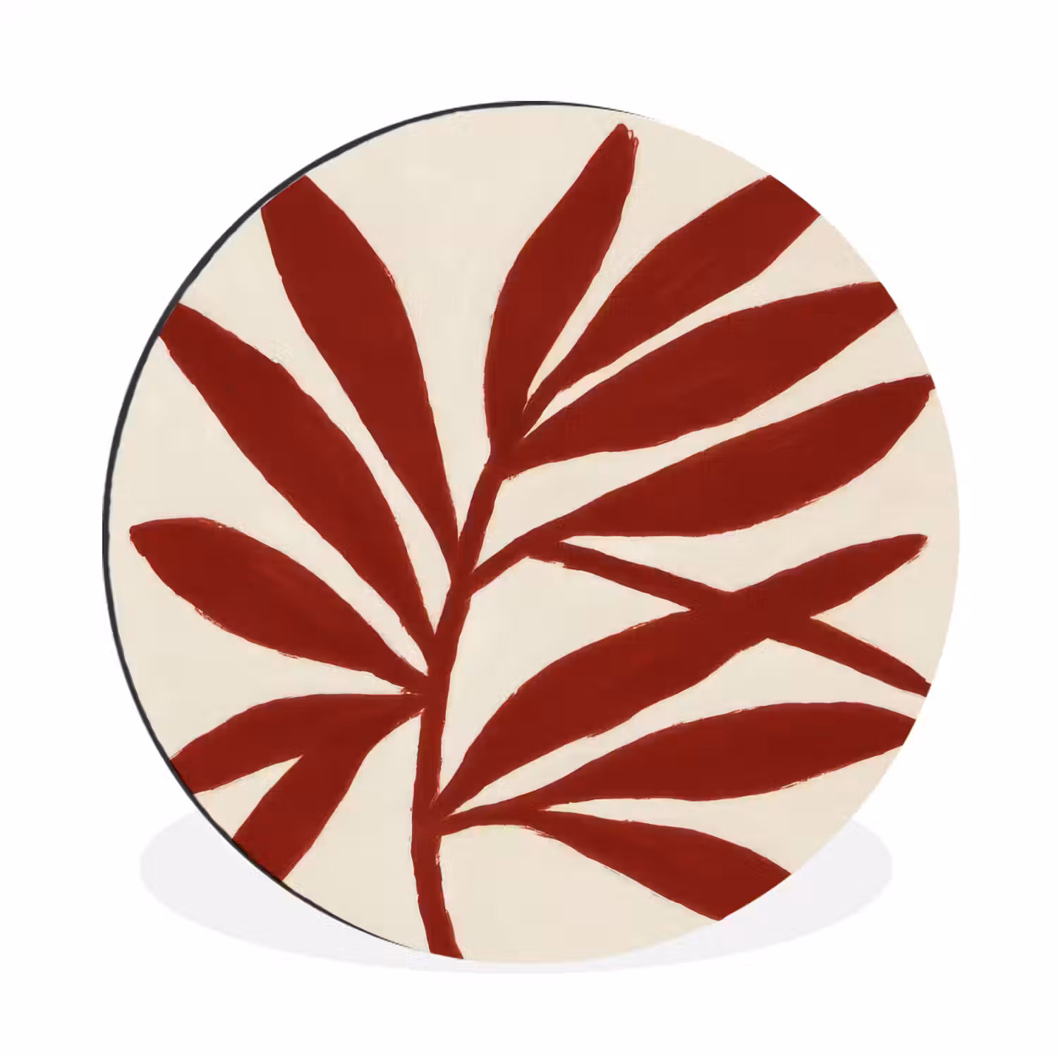 Tak - Bladeren - Rood Wandcirkel aluminium klein -3d