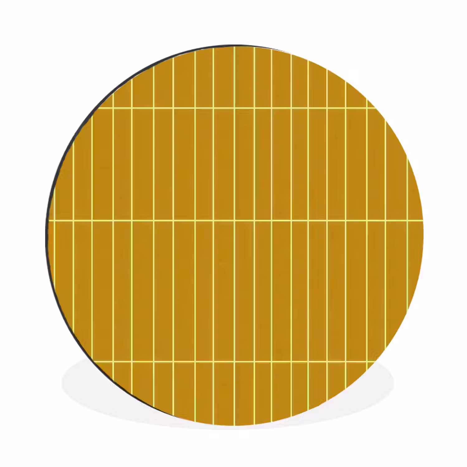 Tegels - Verticaal - Mosterdgeel Wandcirkel aluminium klein 190 -3d