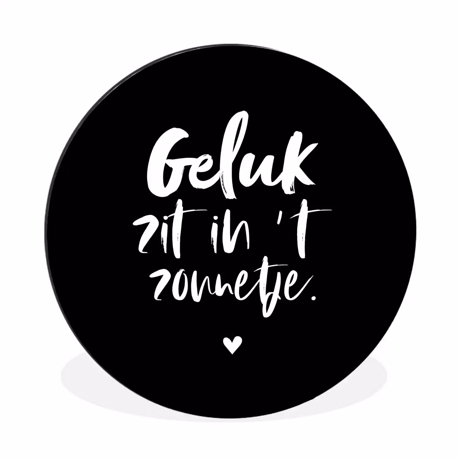 Tekst - Geluk zit in 't zonnetje - Quotes - Zomer - Zon Wandcirkel aluminium klein -3d