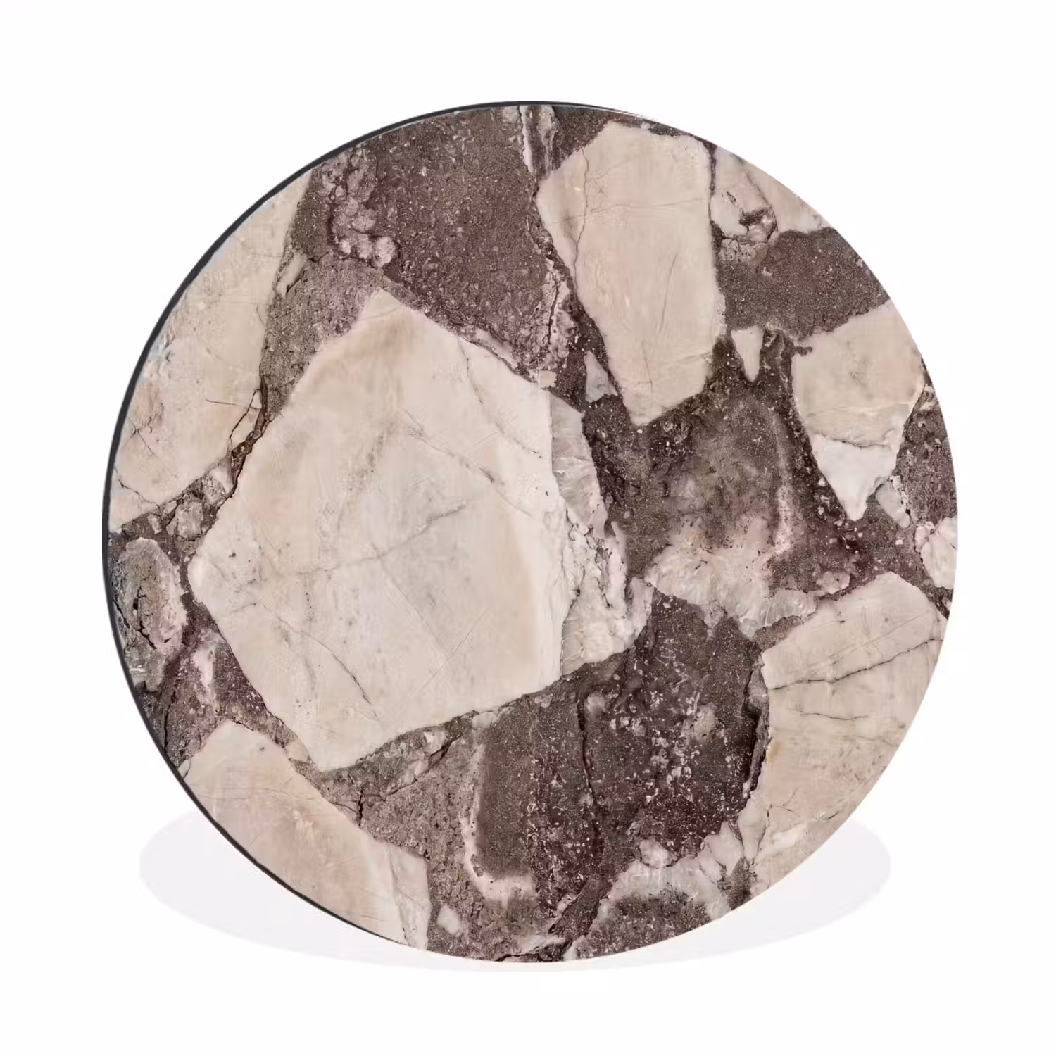 Textuur - Marmer - Abstract - Beige - Bruin Wandcirkel aluminium klein -3d