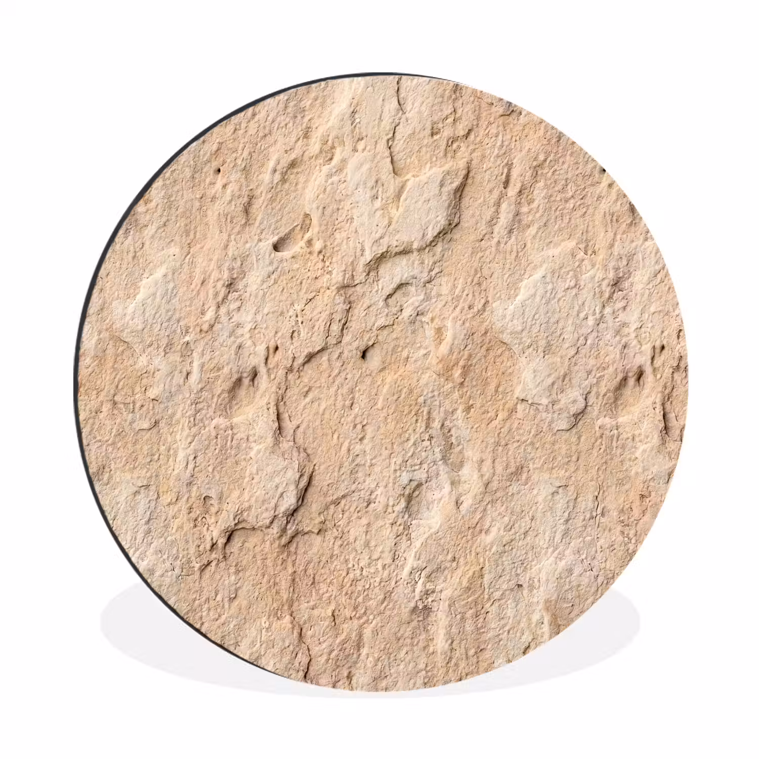 Textuur - Steen - Natuur - Beige Wandcirkel aluminium klein -3d