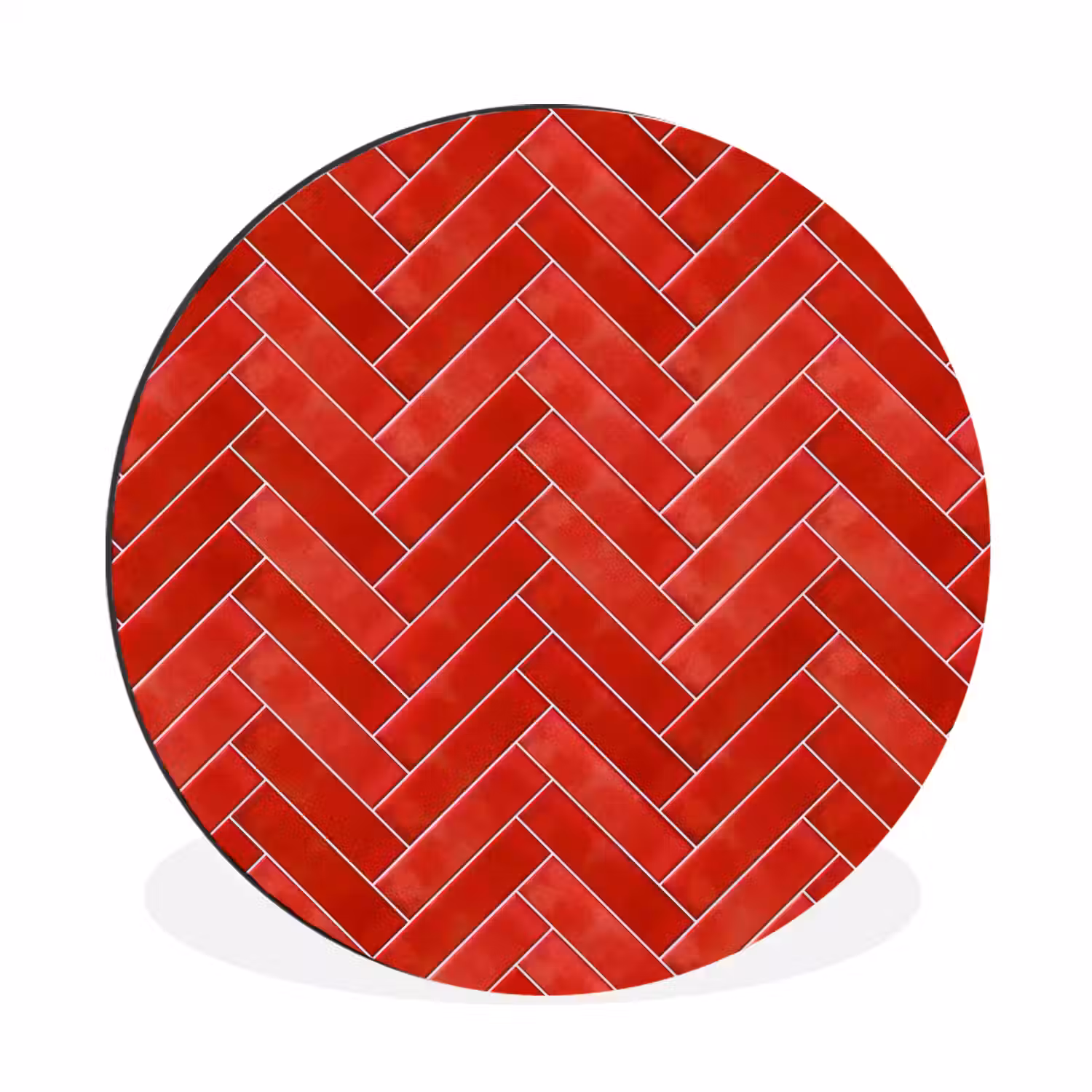 Visgraat - Tegel - Rood Wandcirkel aluminium klein 190 -3d
