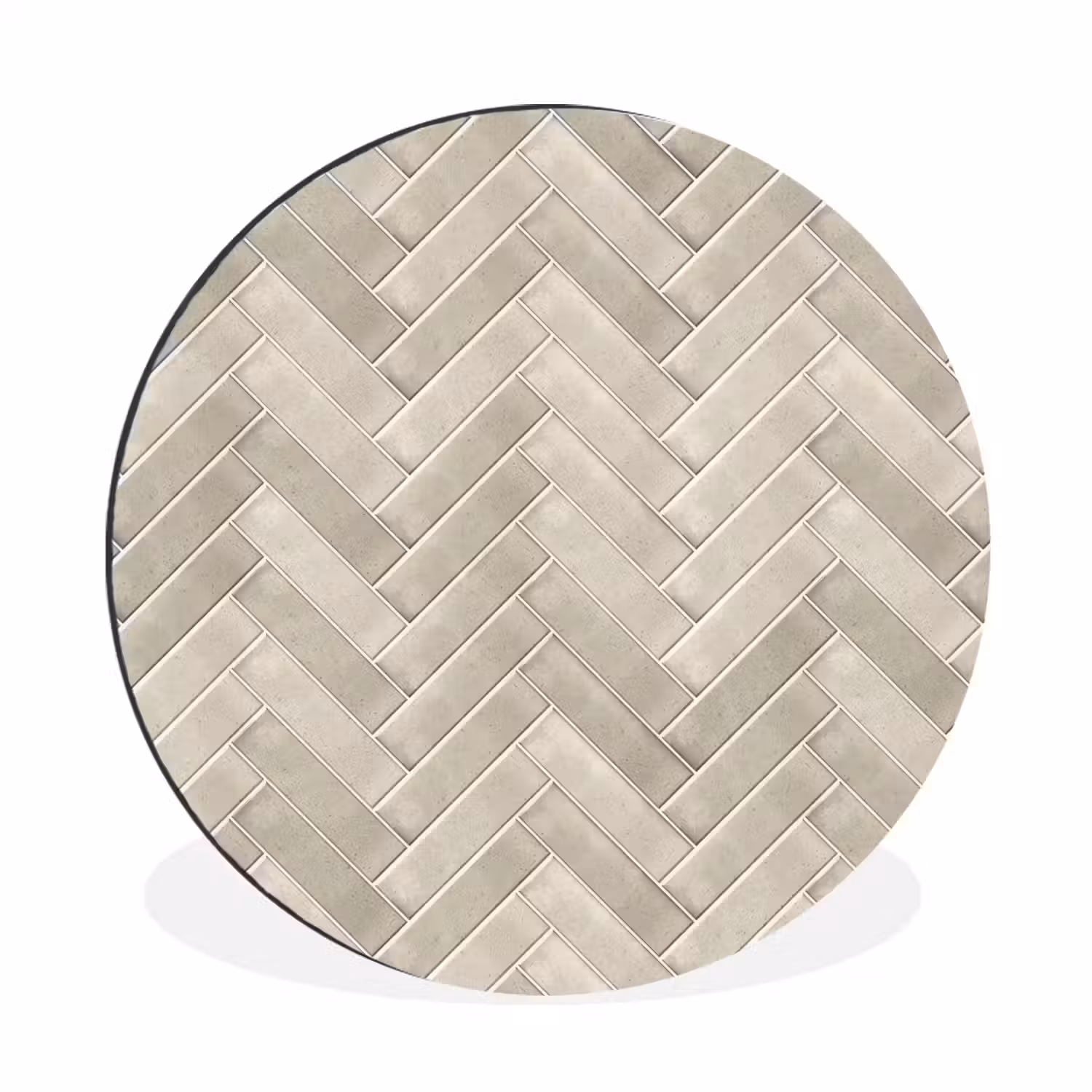 Visgraat - Wandtegel - Beige Wandcirkel aluminium klein 190 -3d