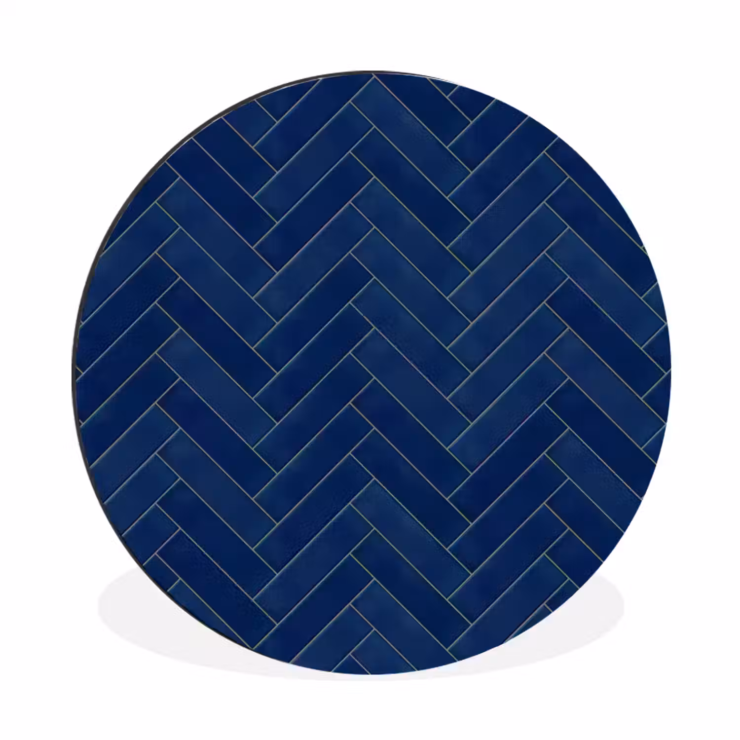 Visgraat - Wandtegel - Donkerblauw - Navy Blue Wandcirkel aluminium klein 190 -3d