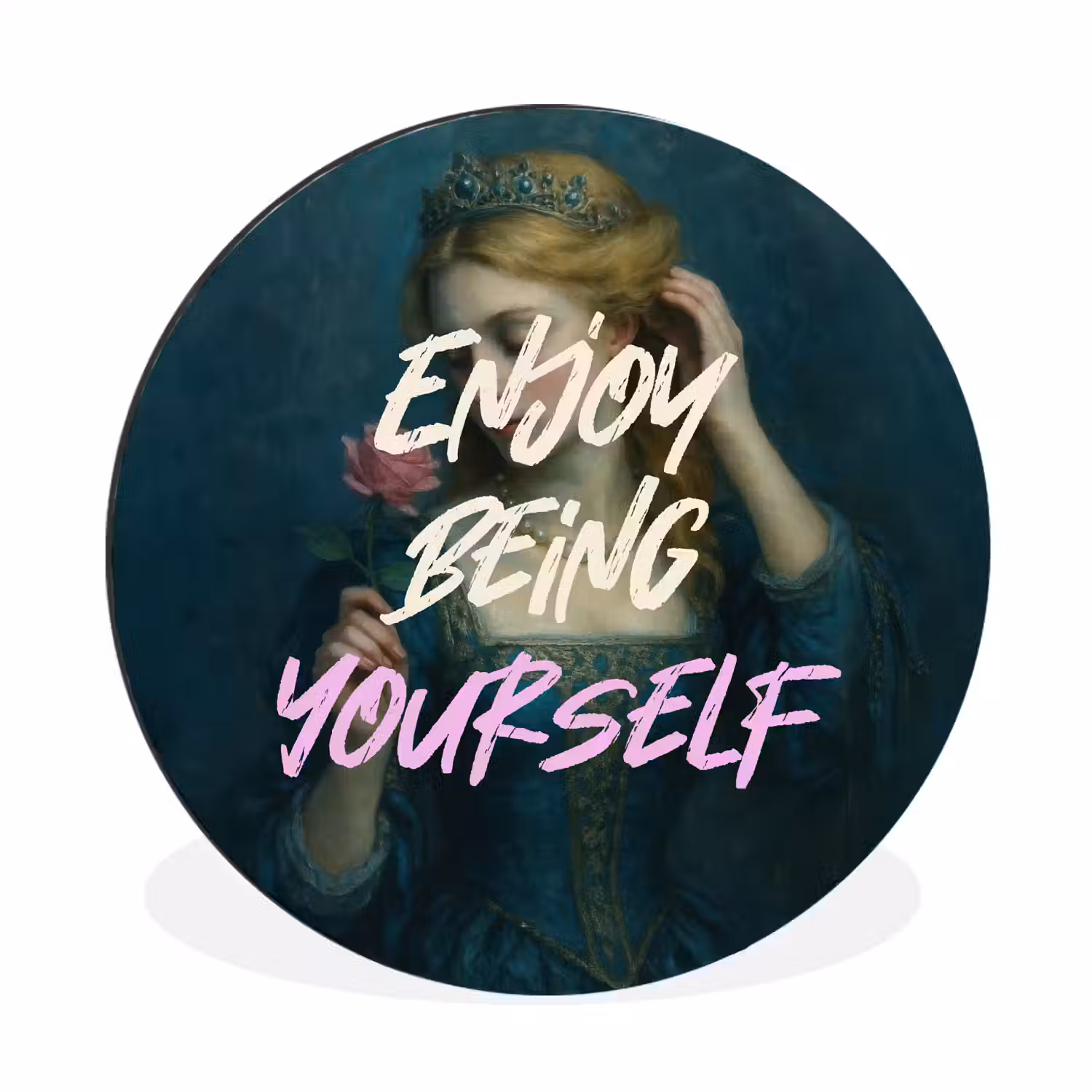 Vrouw - Roos - Quote Wandcirkel aluminium klein -3d