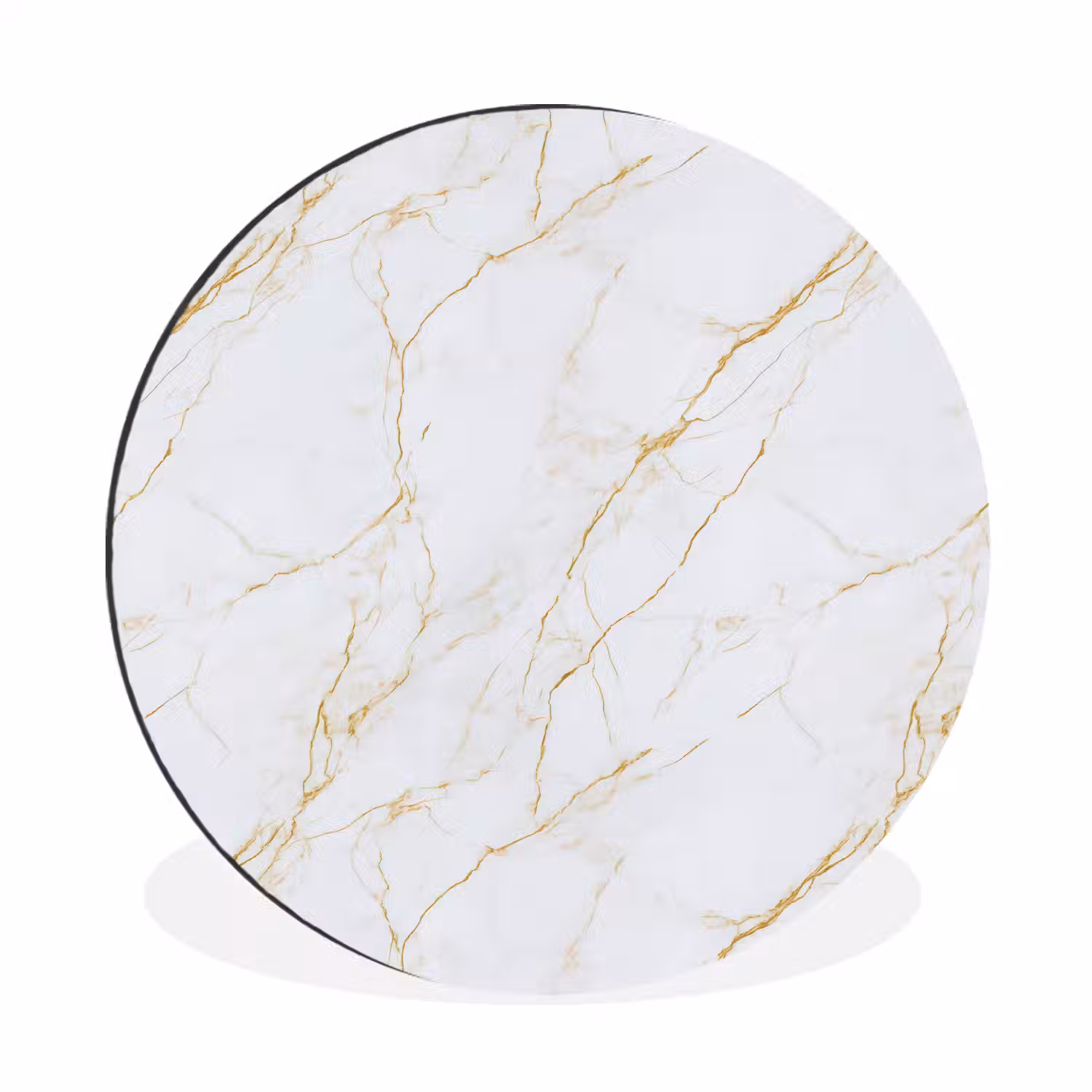 Wit - Marmer - Goud - Luxueus Wandcirkel aluminium klein 190 -3d