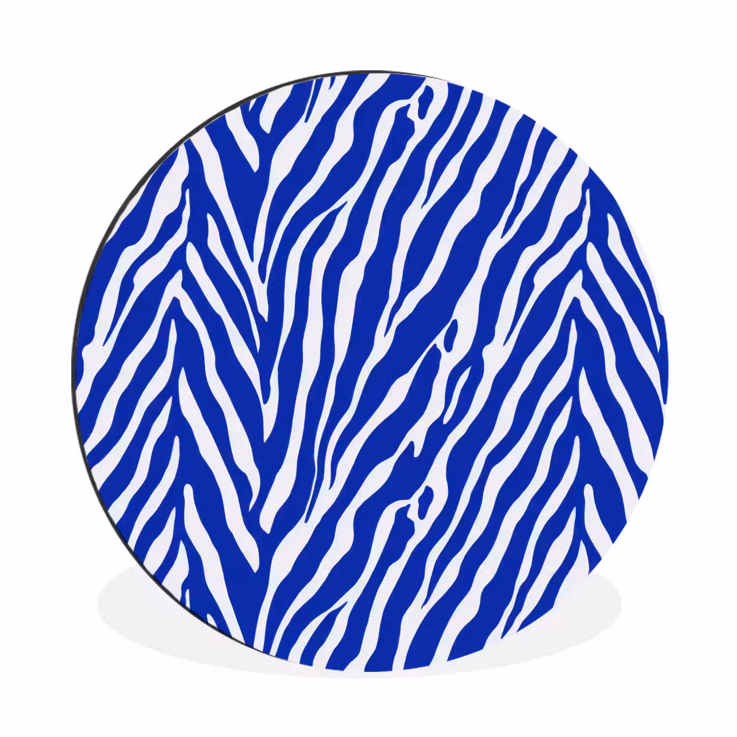 Zebra - Patroon - Kobalt - Blauw Wandcirkel aluminium klein 190 -3d