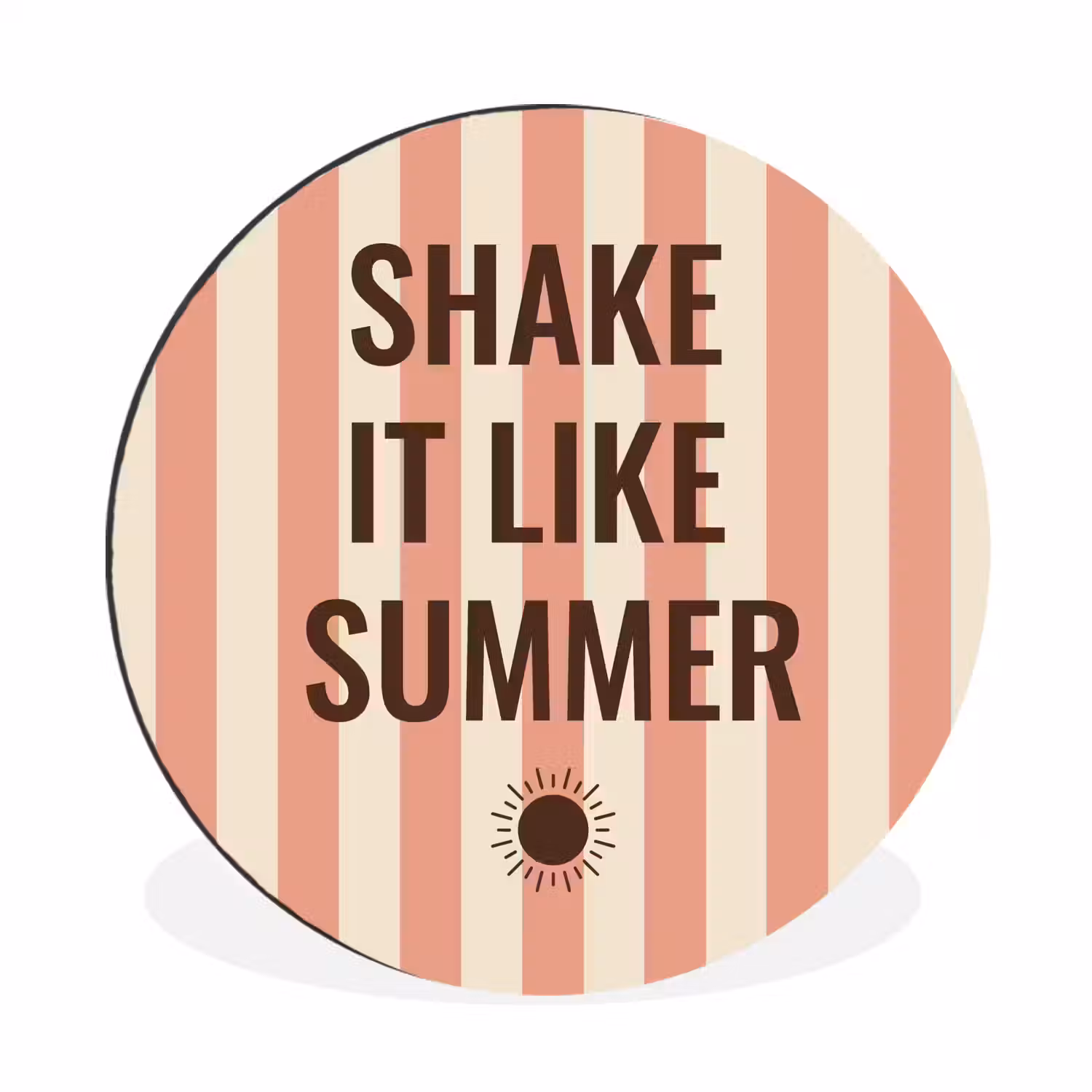 Zomer - Quote - Strepen Wandcirkel aluminium klein -3d