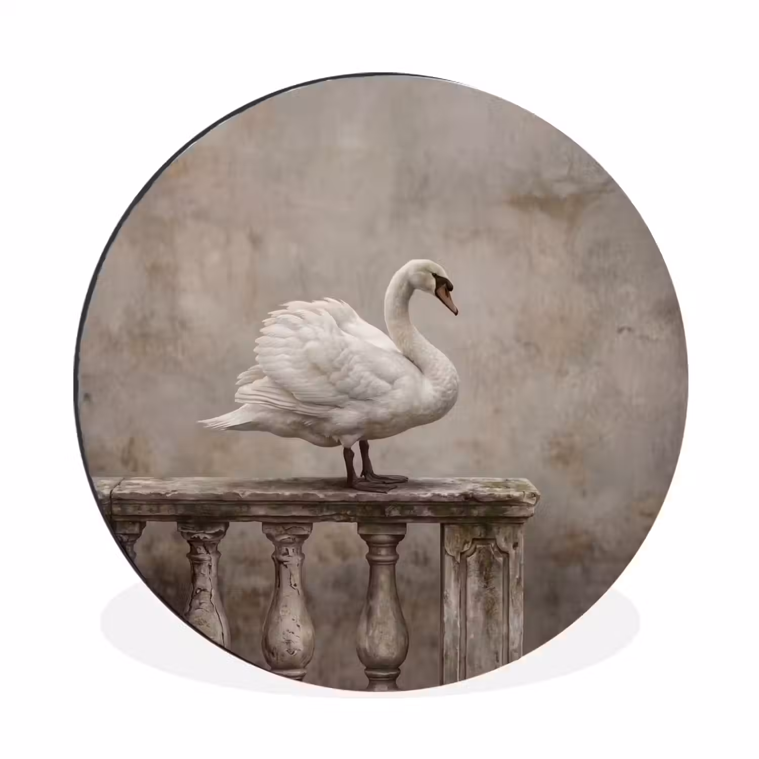 Zwaan - Elegant - Dieren - Wit Wandcirkel aluminium klein -3d