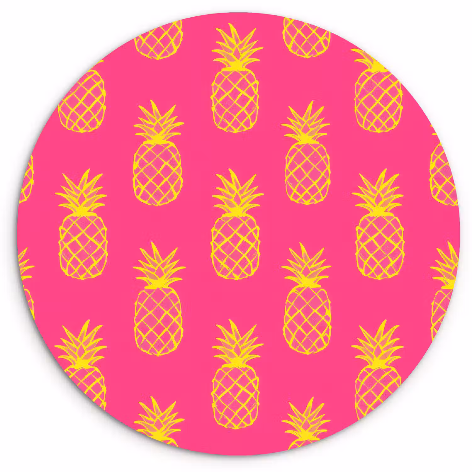 Ananas - Trendy - Roze Wandcirkel kunststof plaat 5mm dik klein 188 -3d