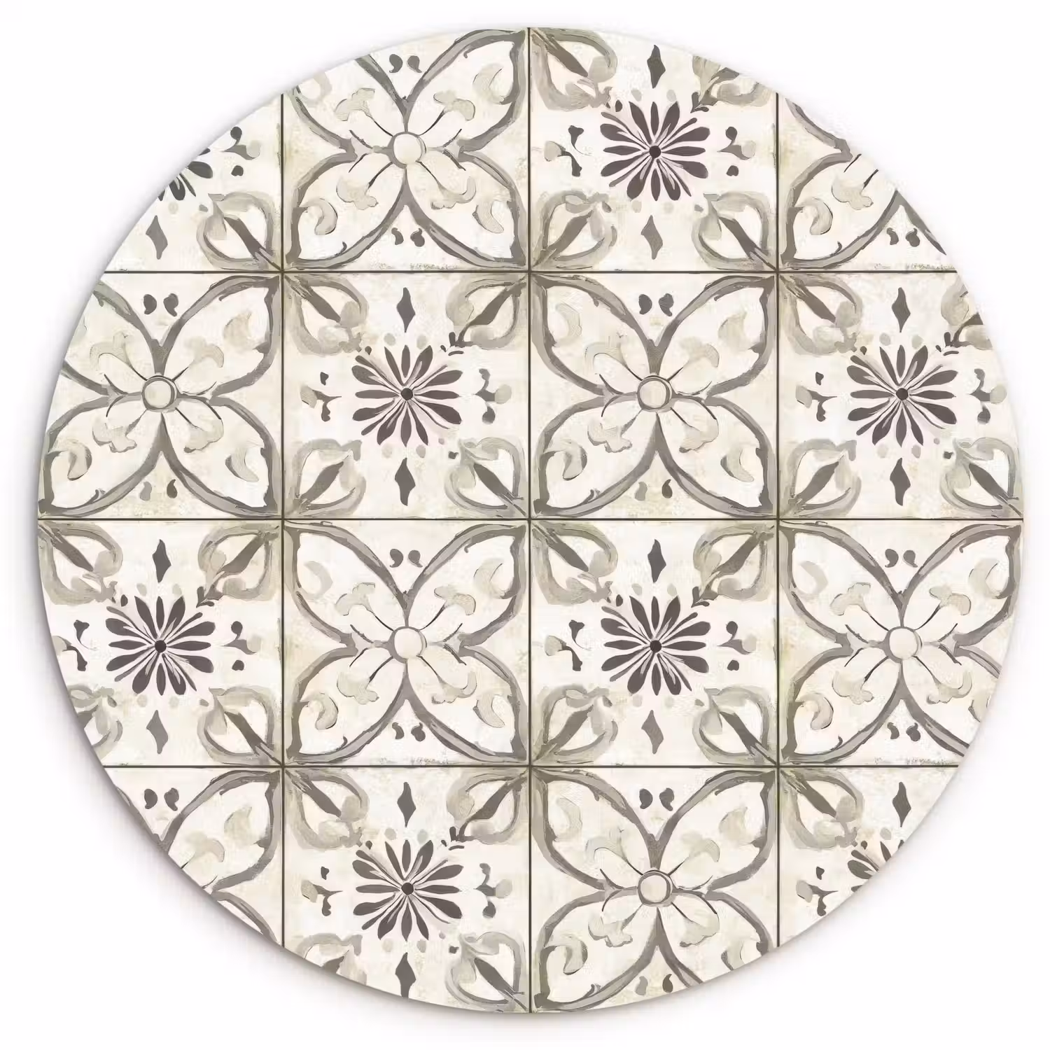 Antiek - Tegel - Beige Wandcirkel kunststof plaat 5mm dik klein 188 -3d
