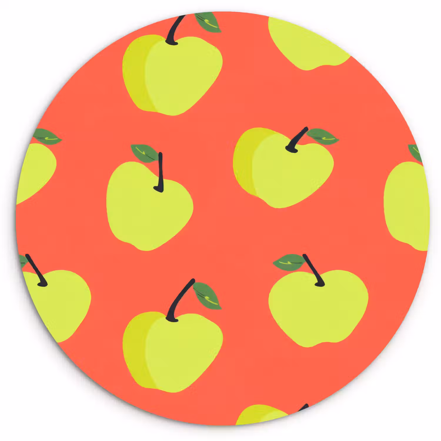 Appels - Modern - Groen Wandcirkel kunststof plaat 5mm dik klein 188 -3d