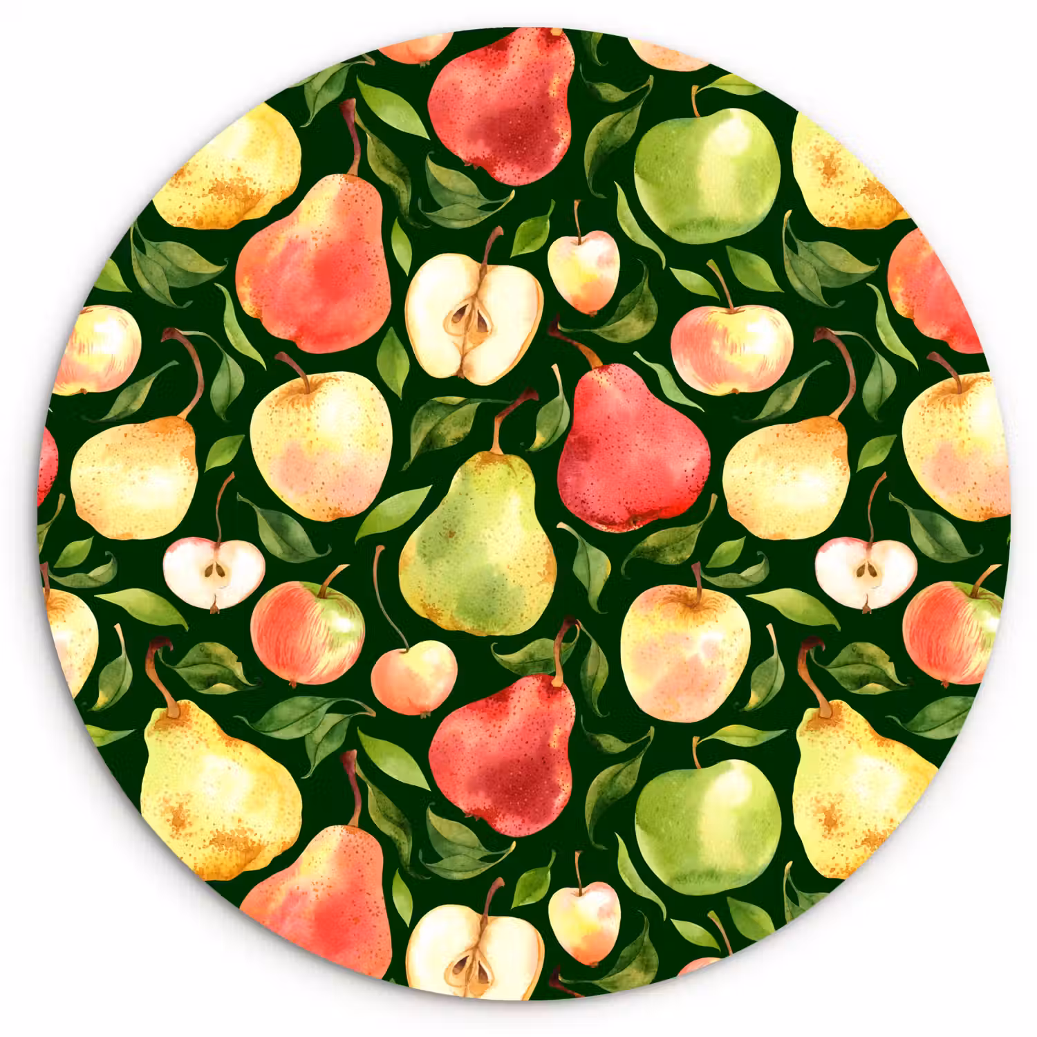 Appels - Peren - Fruit - Groen Wandcirkel kunststof plaat 5mm dik klein 188 -3d