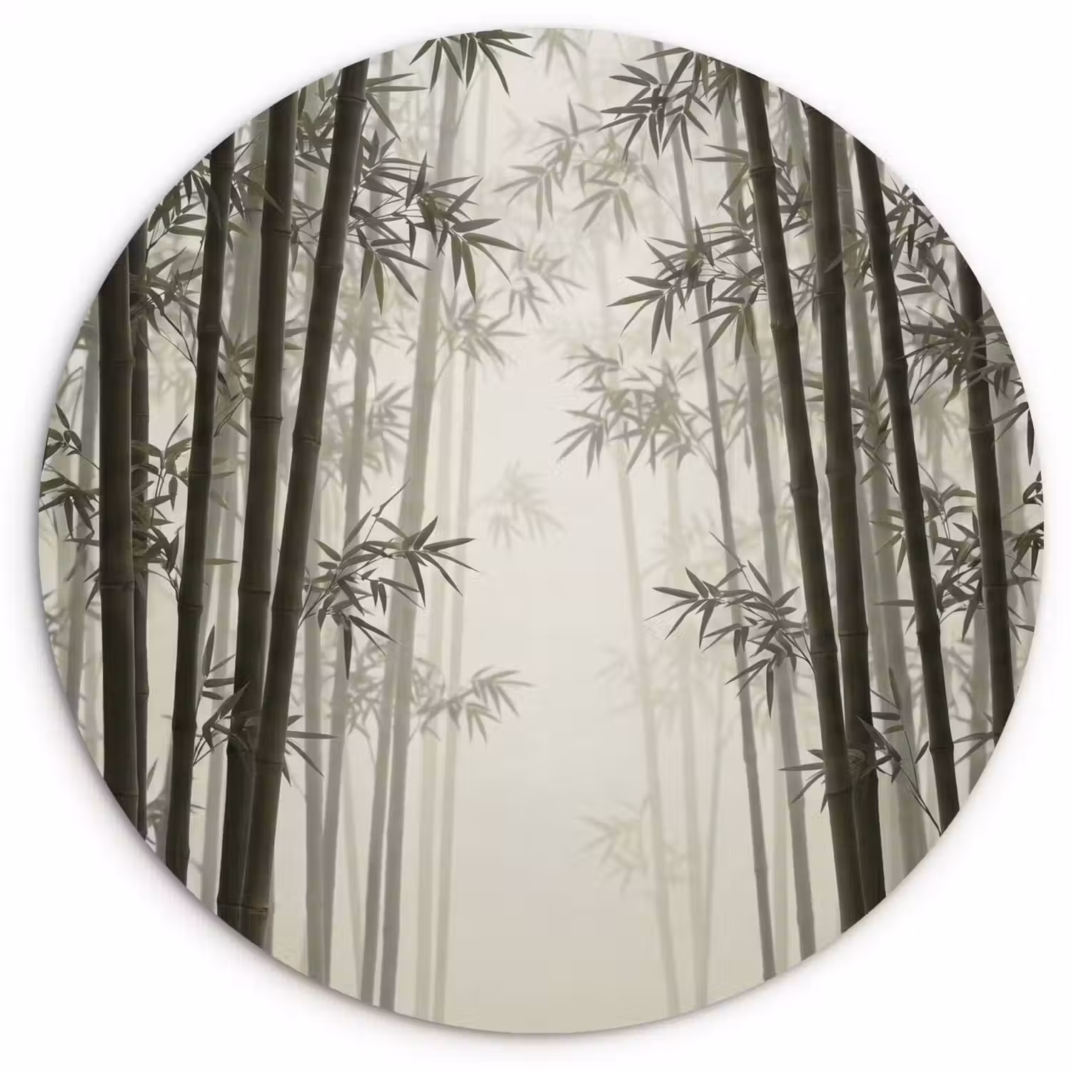 Bamboe - Bos - Mist - Natuur Wandcirkel kunststof plaat 5mm dik klein -3d