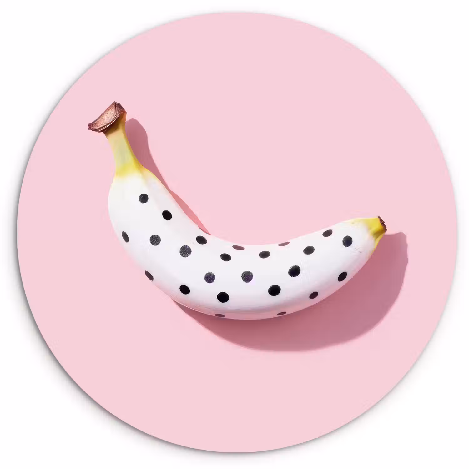 Banaan - Stippen - roze Wandcirkel kunststof plaat 5mm dik klein -3d