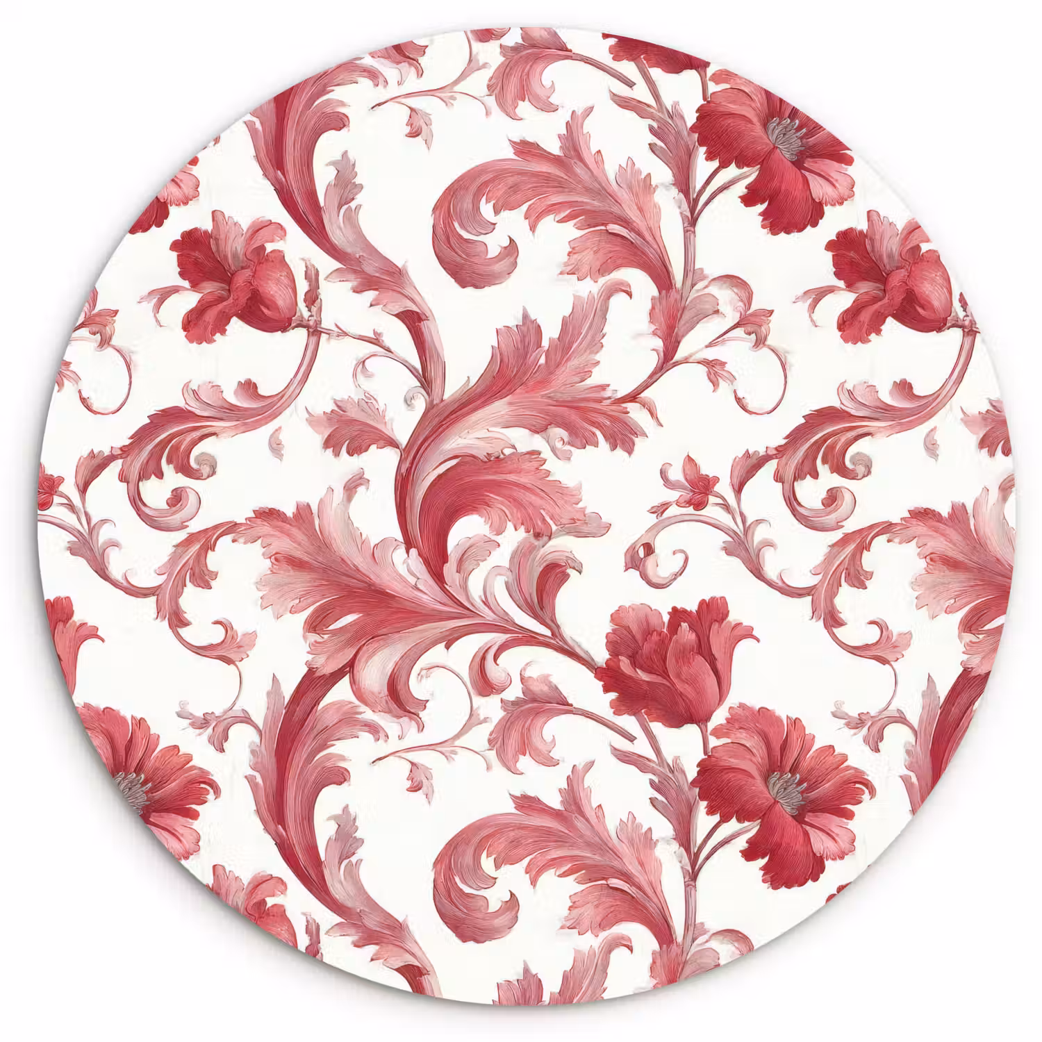 Barok - Patroon - Rood Wandcirkel kunststof plaat 5mm dik klein 188 -3d