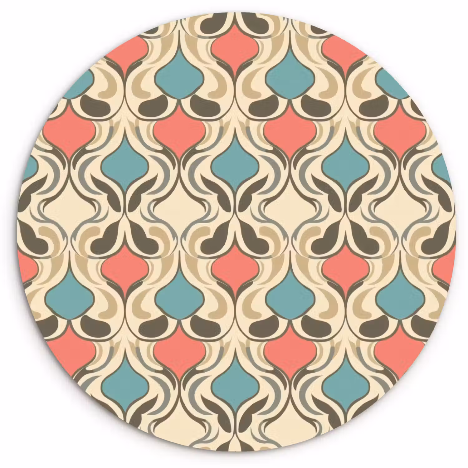 Barok - Retro - Kleurrijk Wandcirkel kunststof plaat 5mm dik klein 188 -3d
