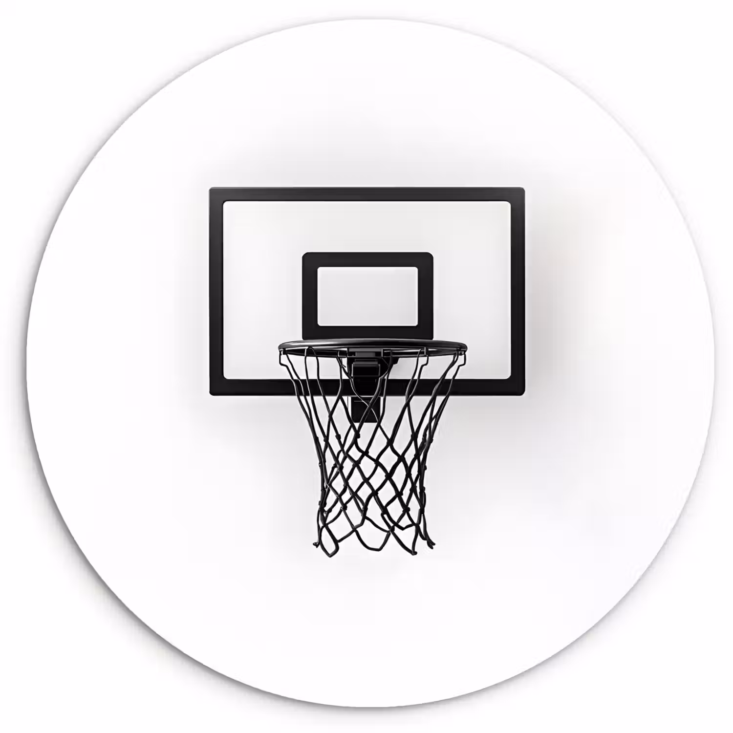 Basketbalbord - Minimalistisch - Zwart Wandcirkel kunststof plaat 5mm dik klein -3d