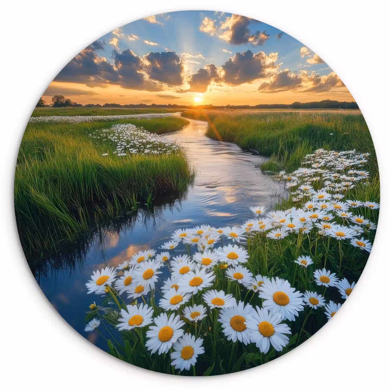 Beekje - Landschap - Margriet Wandcirkel kunststof plaat 5mm dik klein -3d