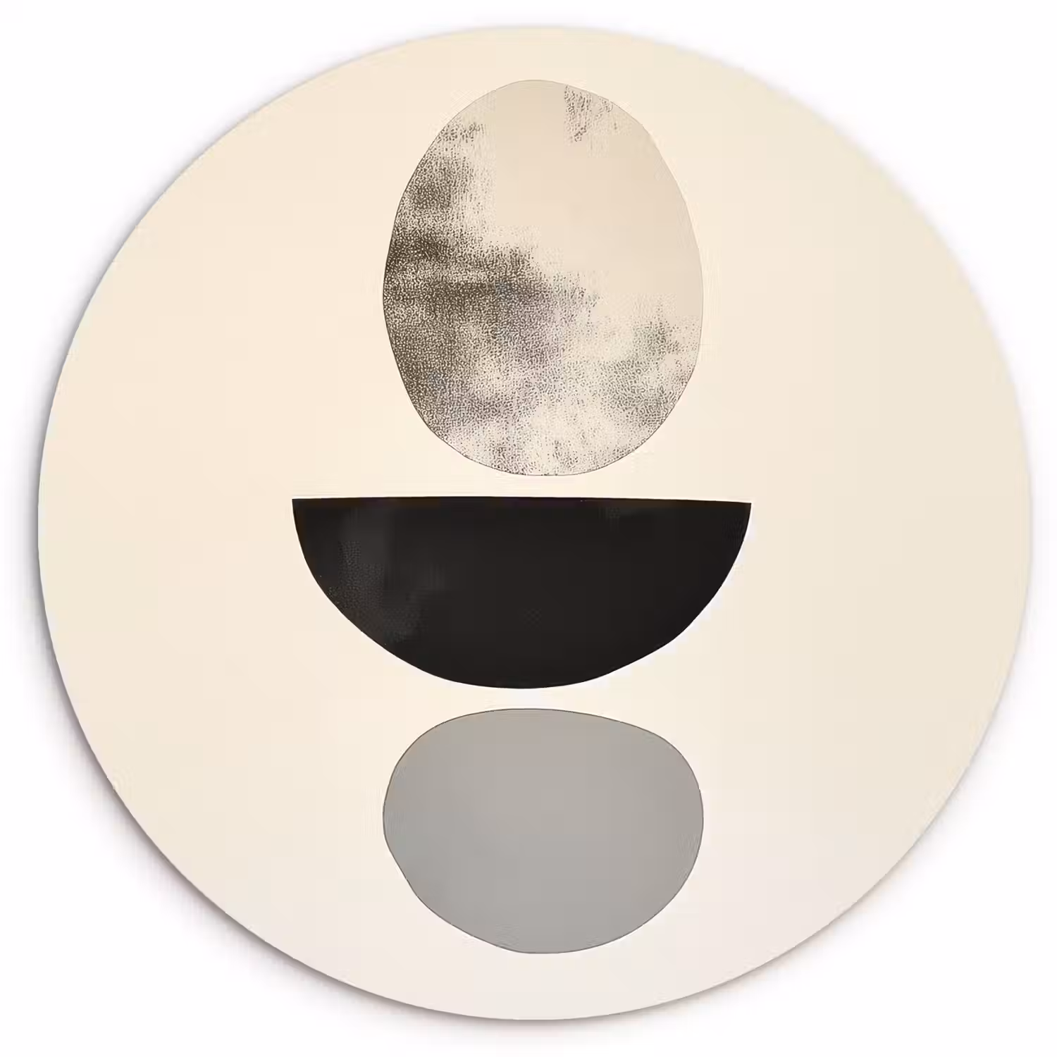 Beige - Japandi - Wabi sabi Wandcirkel kunststof plaat 5mm dik klein -3d