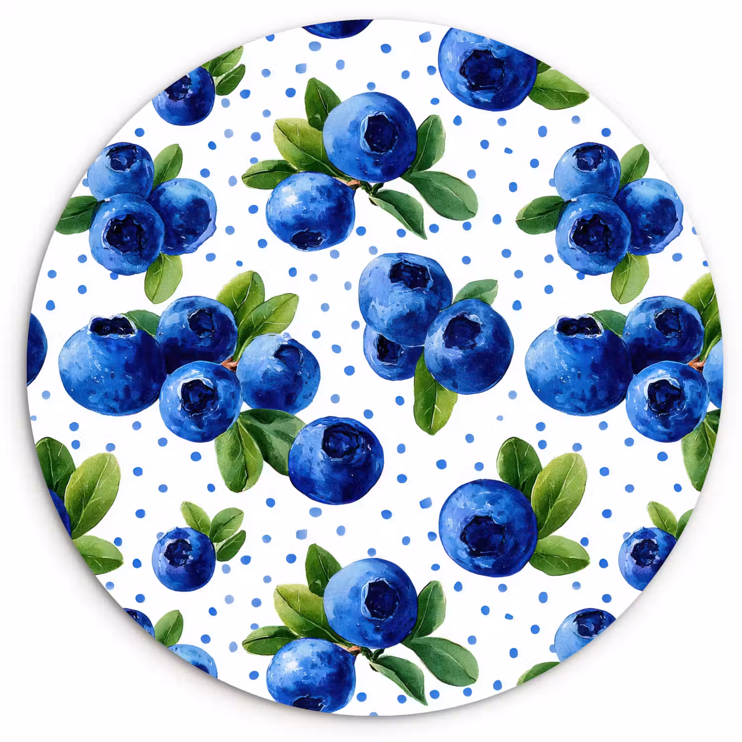 Bessen - Patroon - Blauw Wandcirkel kunststof plaat 5mm dik klein 188 -3d
