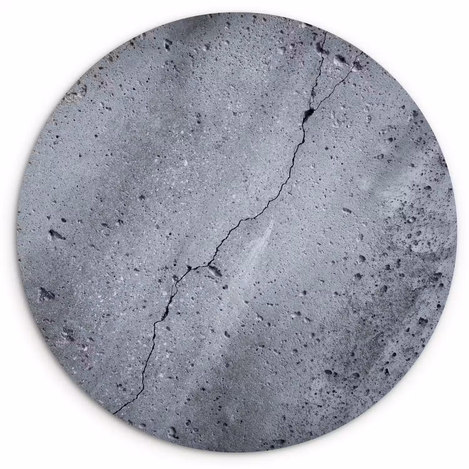 Beton - Grijs - Scheur Wandcirkel kunststof plaat 5mm dik klein -3d