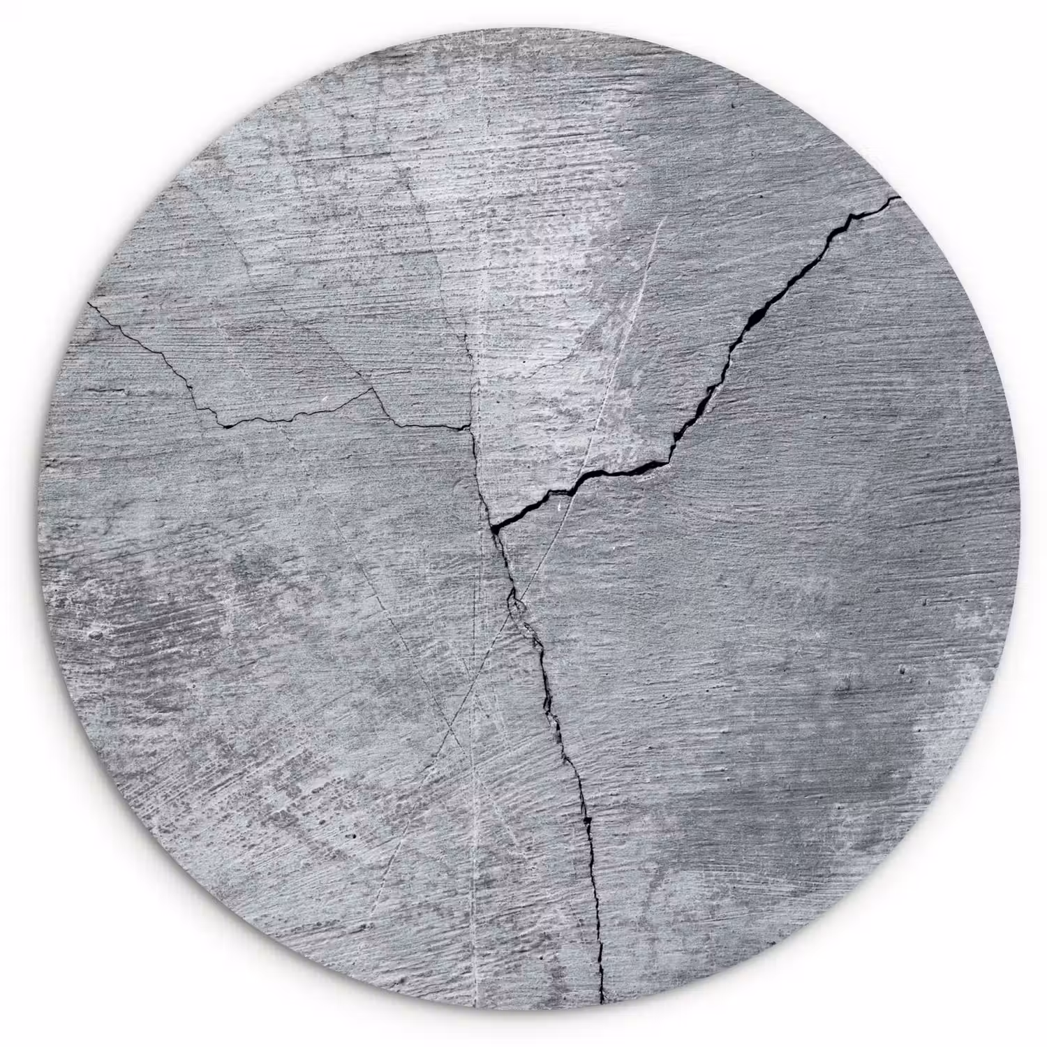 Beton - Grijs - Scheur Wandcirkel kunststof plaat 5mm dik klein -3d
