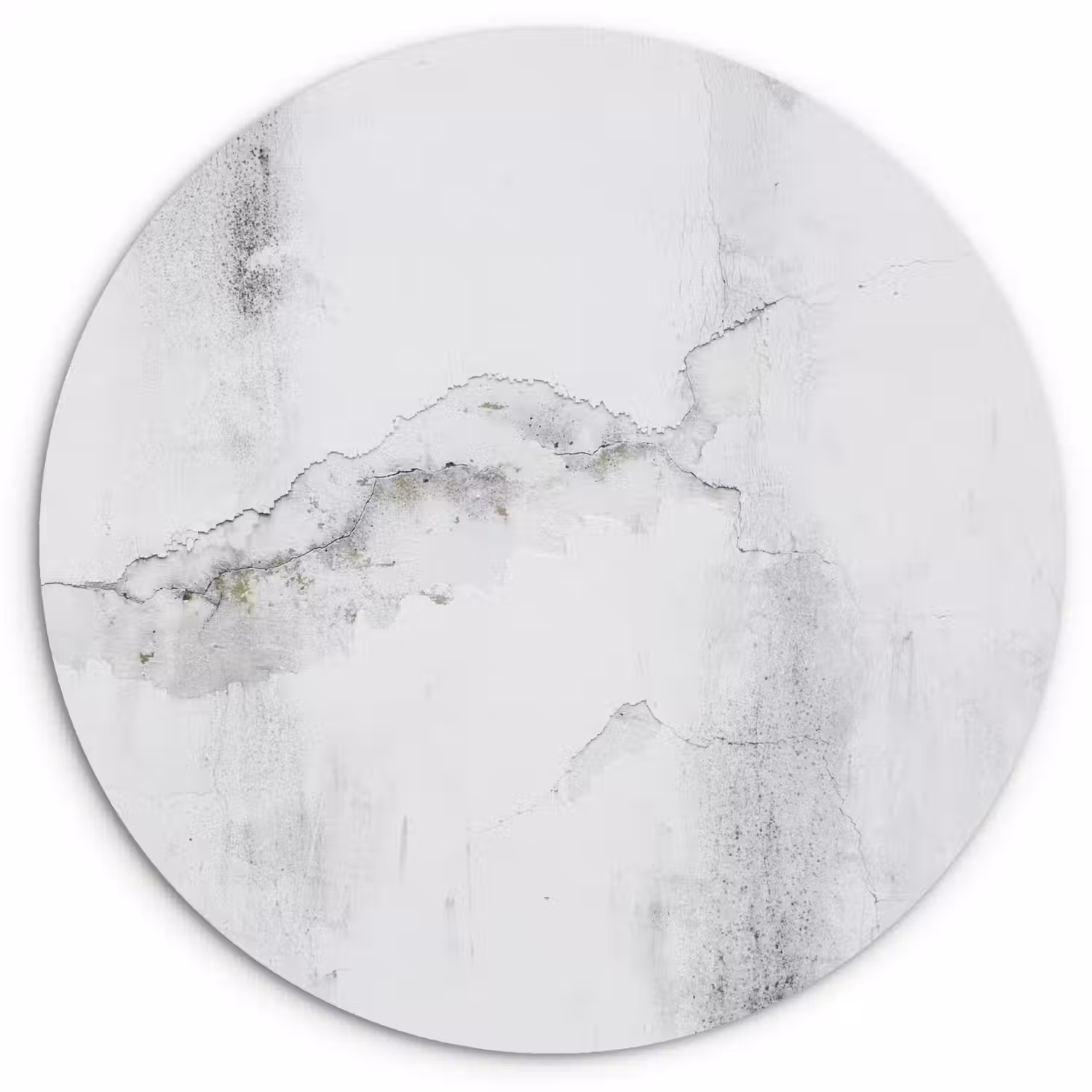 Beton - Grijs - Wit Wandcirkel kunststof plaat 5mm dik klein -3d