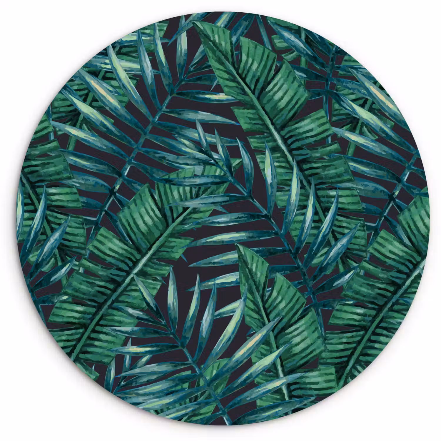 Bladeren - Tropisch - Jungle - Natuur Wandcirkel kunststof plaat 5mm dik klein -3d
