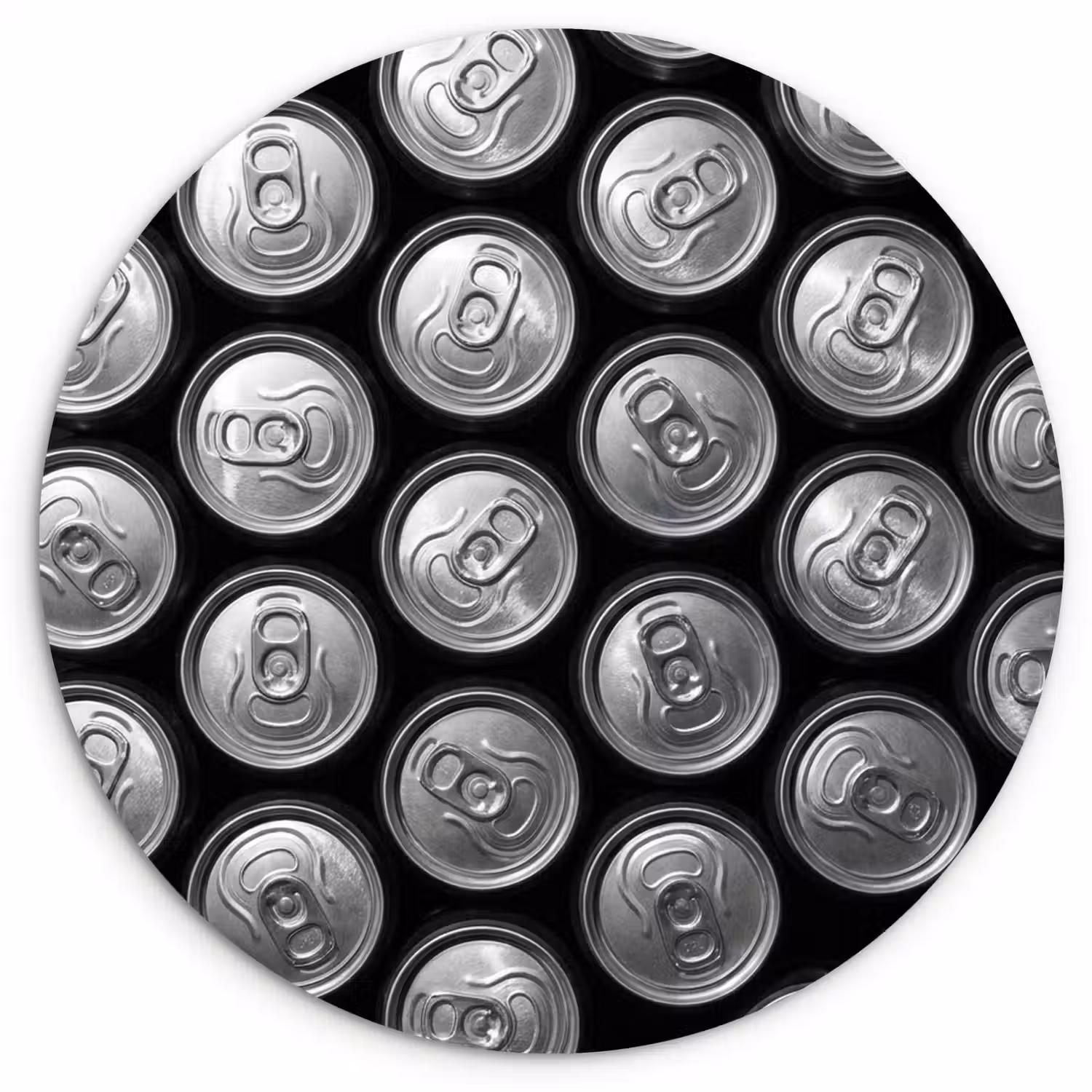 Blikjes - Aluminium - Patroon - Industrieel - Zilver Wandcirkel kunststof plaat 5mm dik klein -3d