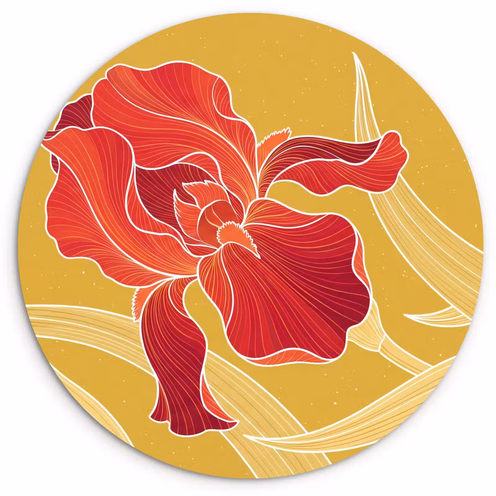 Muurcirkel - Bloemen - Illustratie - Rood - Bloemen - Illustratie - Rood Wandcirkel kunststof plaat 5mm dik klein