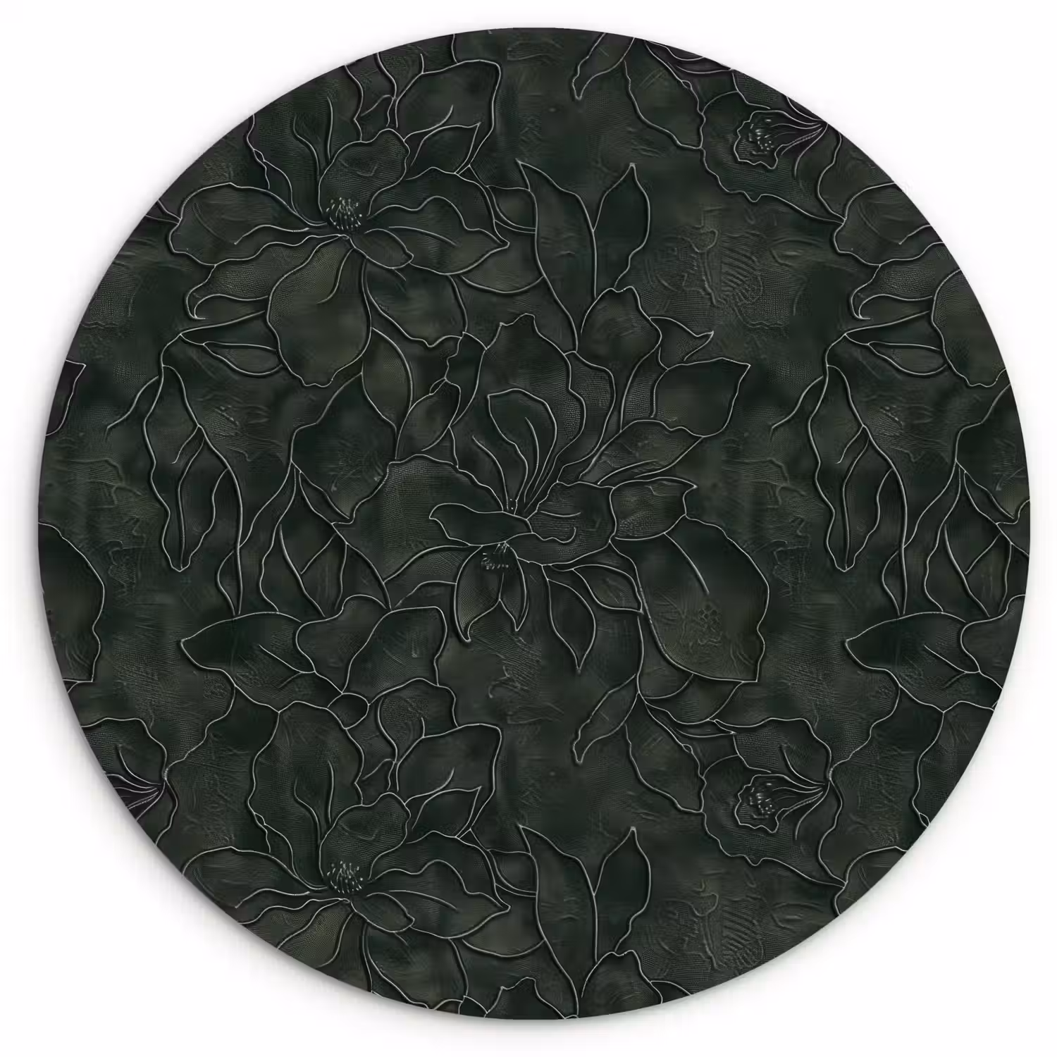 Bloemen - Lijnen - Groen Wandcirkel kunststof plaat 5mm dik klein 188 -3d