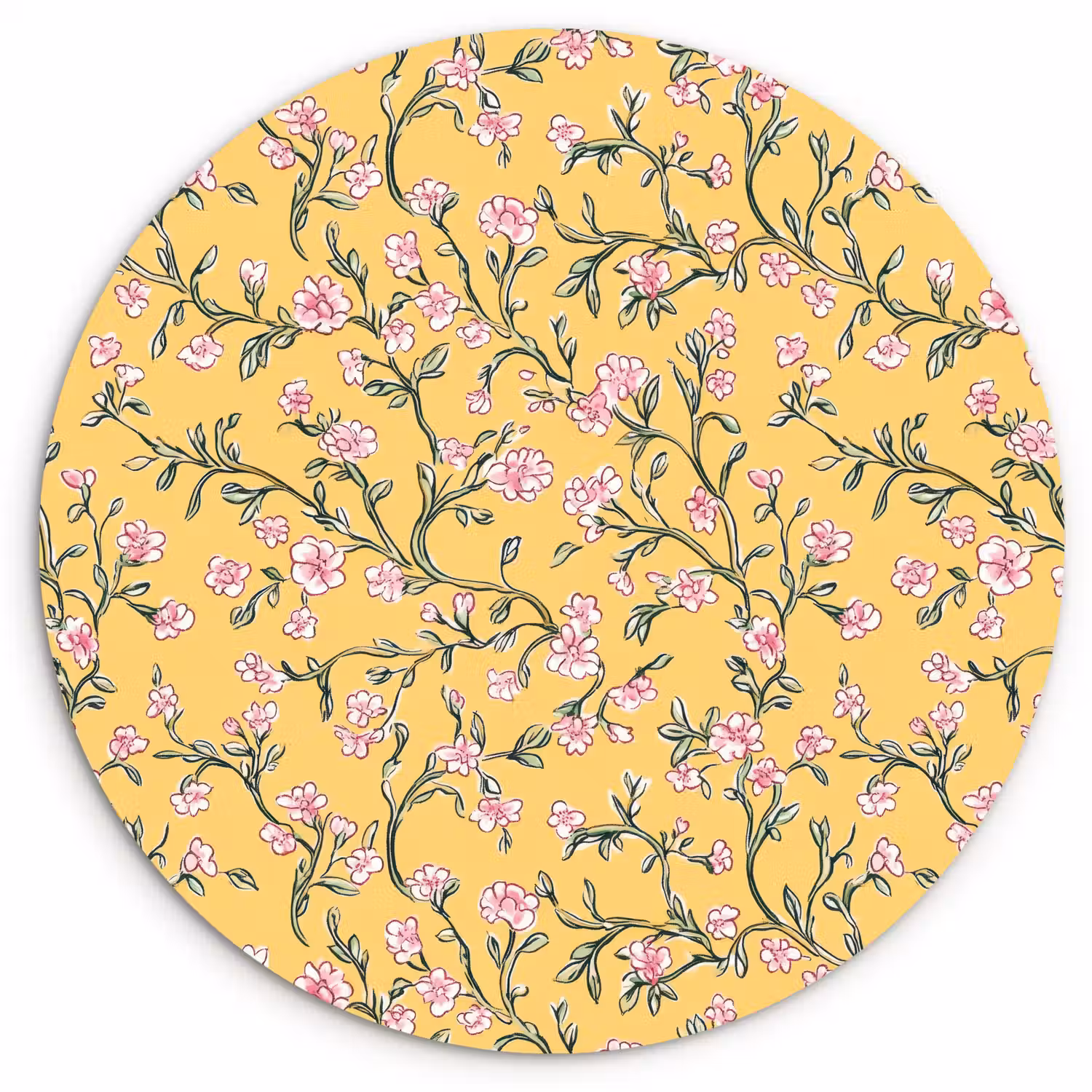 Bloemen - Motief - Geel Wandcirkel kunststof plaat 5mm dik klein 188 -3d