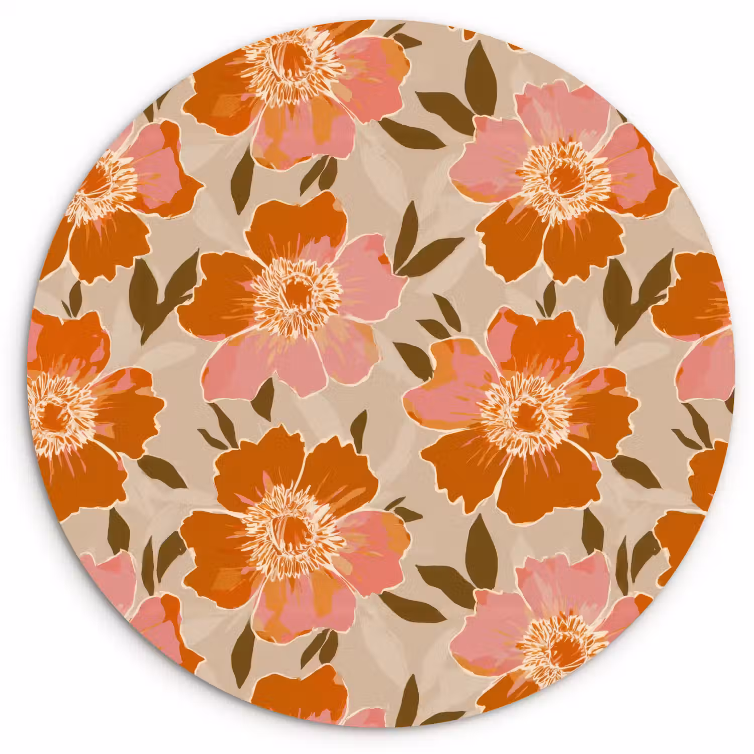 Bloemen - Motief - Retro Wandcirkel kunststof plaat 5mm dik klein 188 -3d