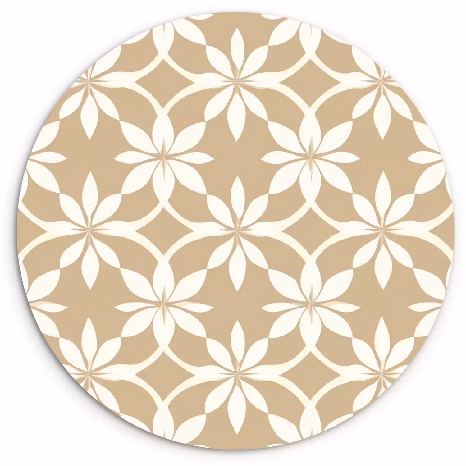 Bloemen - Patroon - Beige Wandcirkel kunststof plaat 5mm dik klein 188 -3d