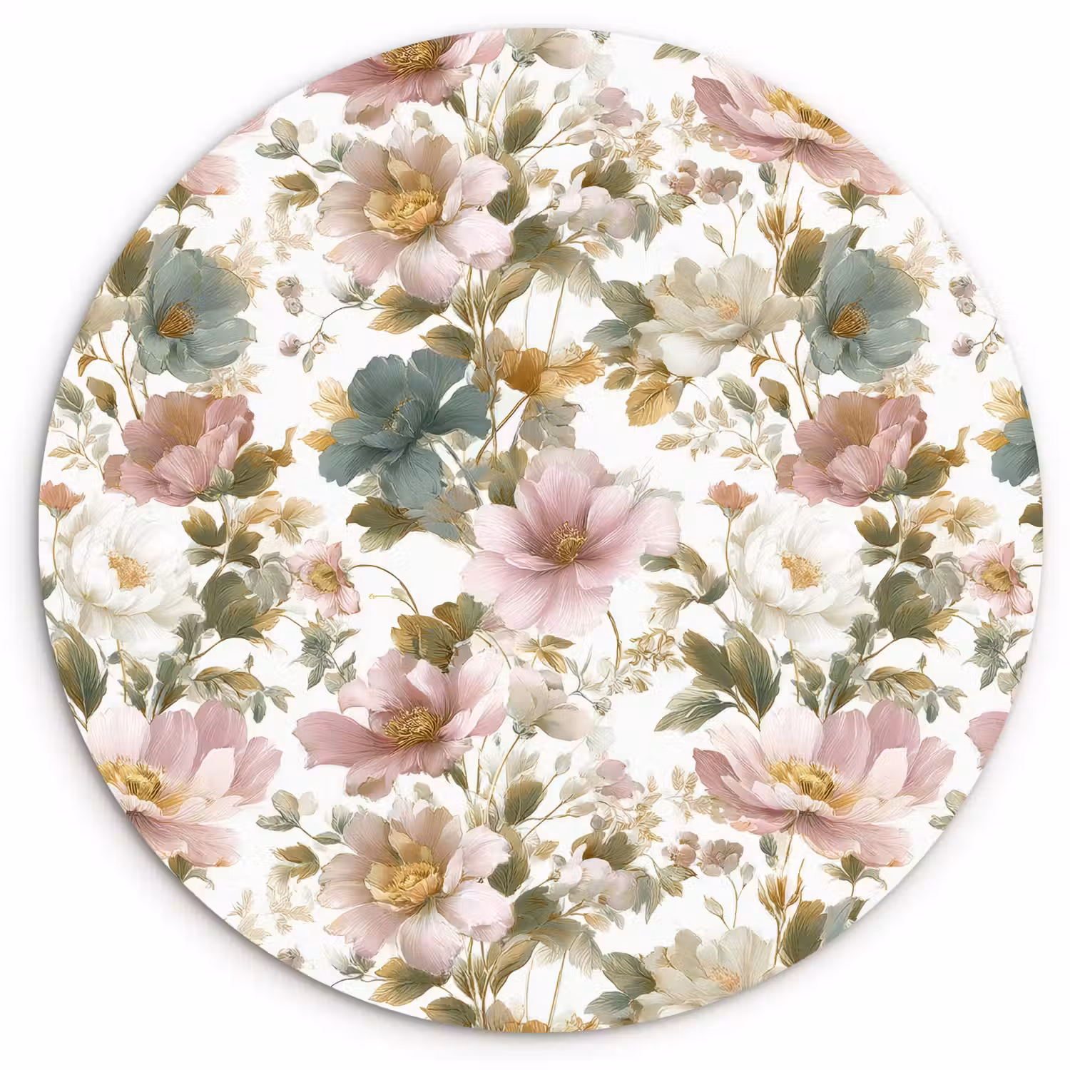 Bloemen - Patroon - Pastel Wandcirkel kunststof plaat 5mm dik klein 188 -3d