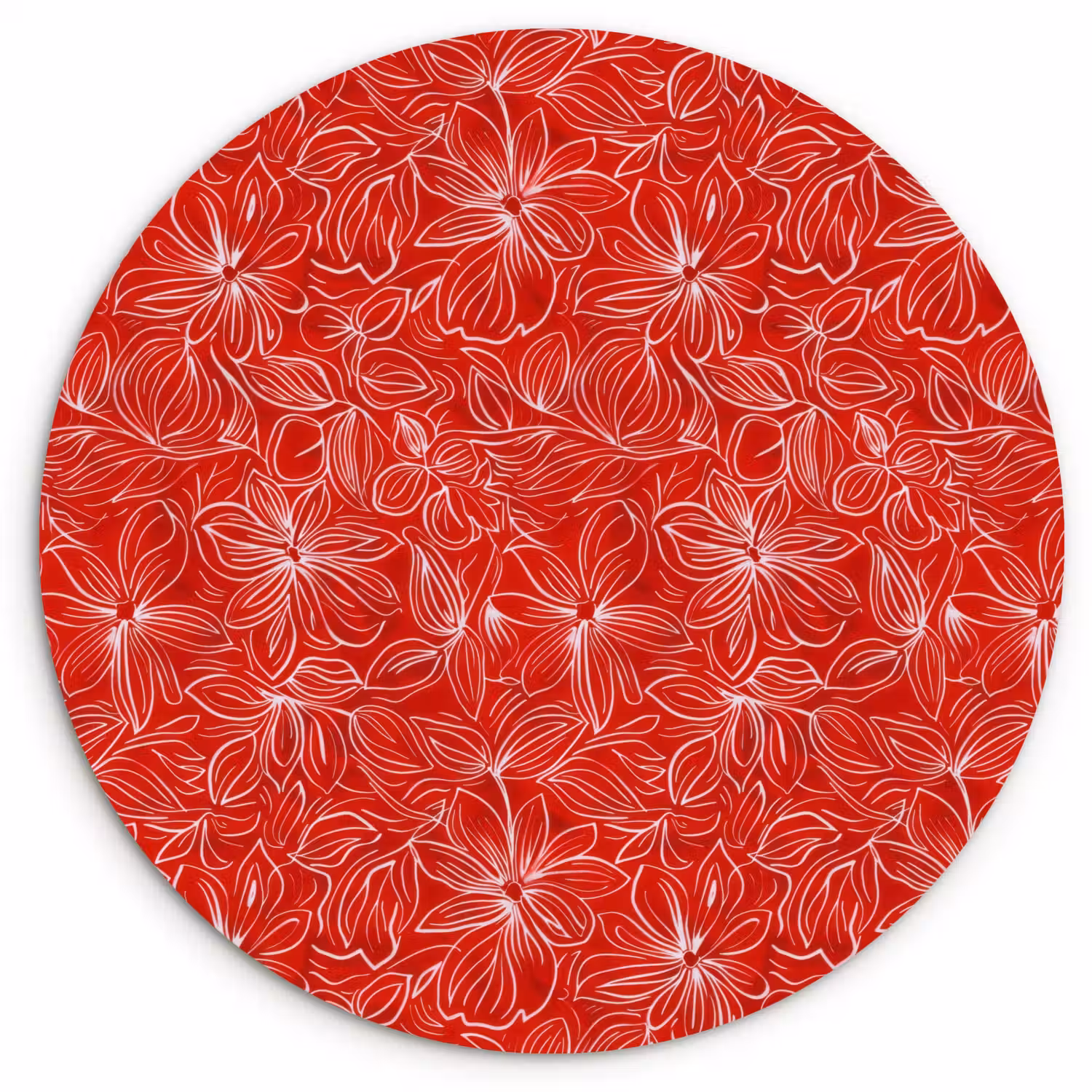 Bloemen - Patroon - Rood Wandcirkel kunststof plaat 5mm dik klein 188 -3d