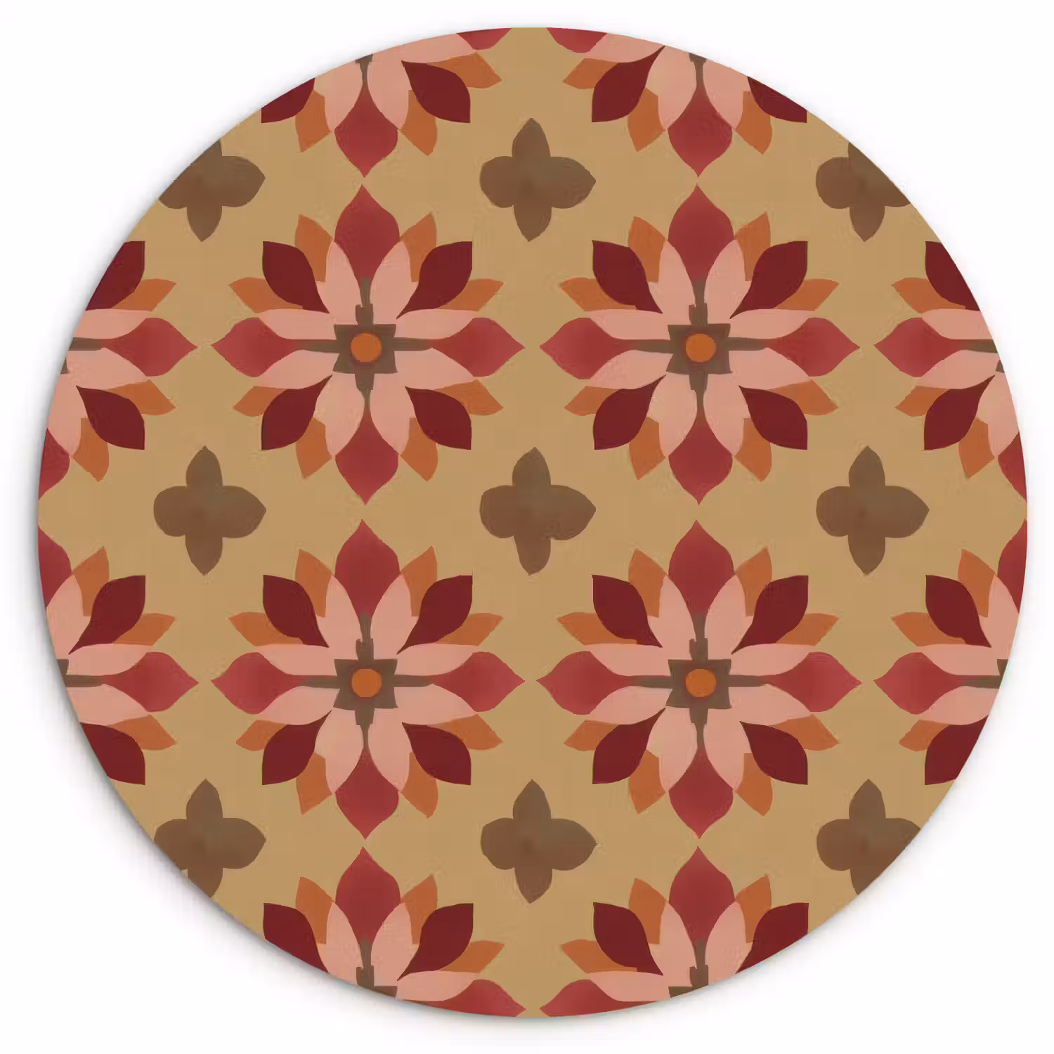 Bloemen - Retro - Groen Wandcirkel kunststof plaat 5mm dik klein 188 -3d
