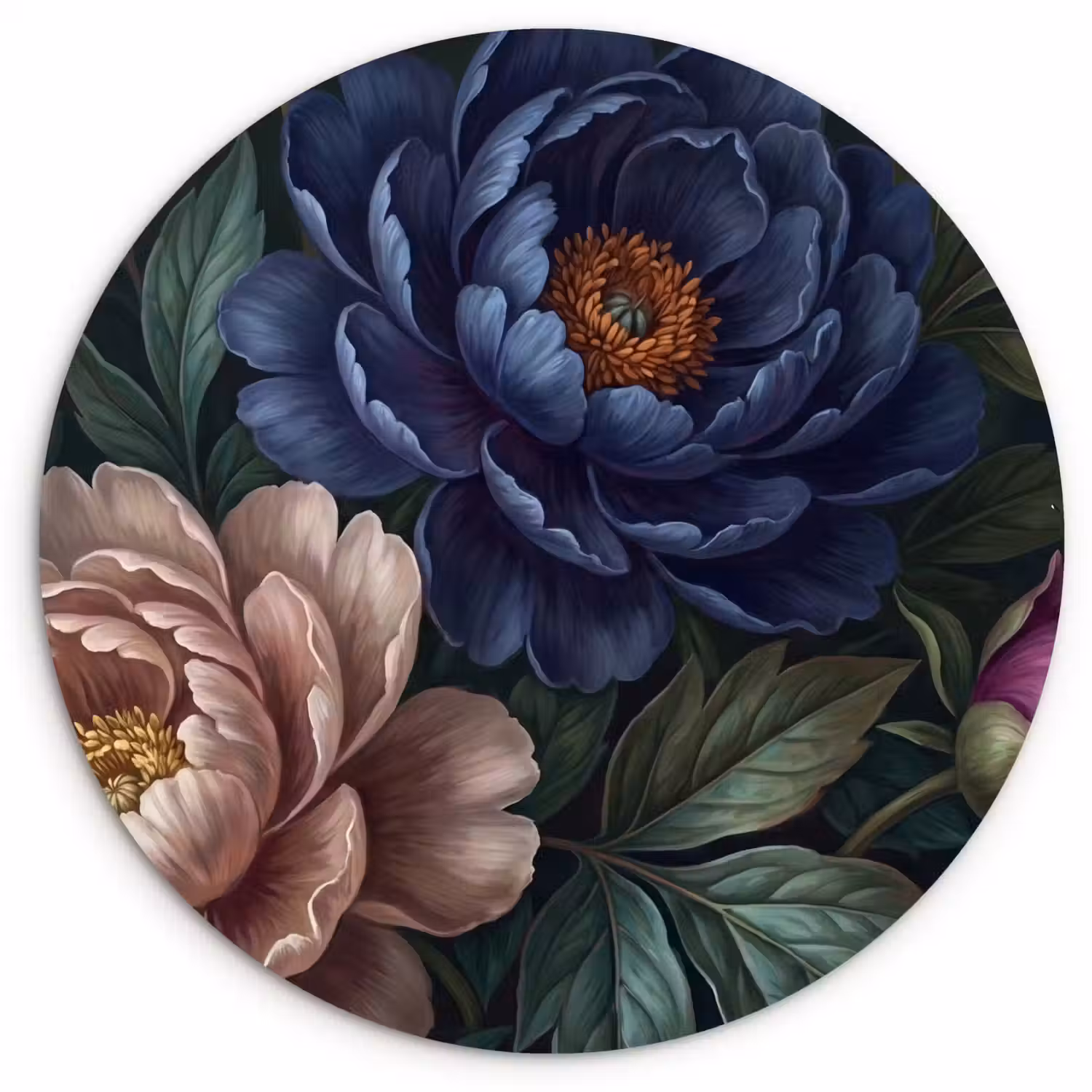 Bloemen - Vlinder - Natuur - Modern - Paars Wandcirkel kunststof plaat 5mm dik klein -3d