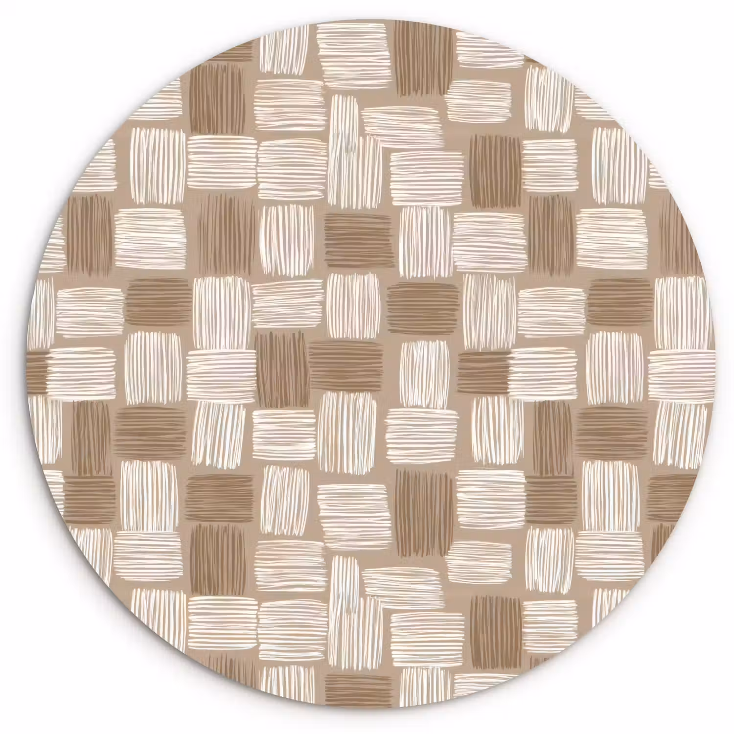 Blok - Patroon - Bruin Wandcirkel kunststof plaat 5mm dik klein 188 -3d