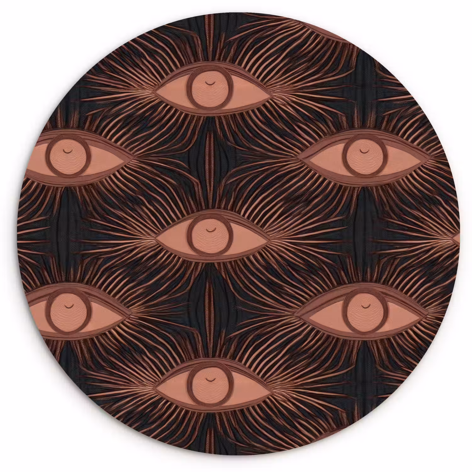 Boheems - Oog - Bruin Wandcirkel kunststof plaat 5mm dik klein 188 -3d