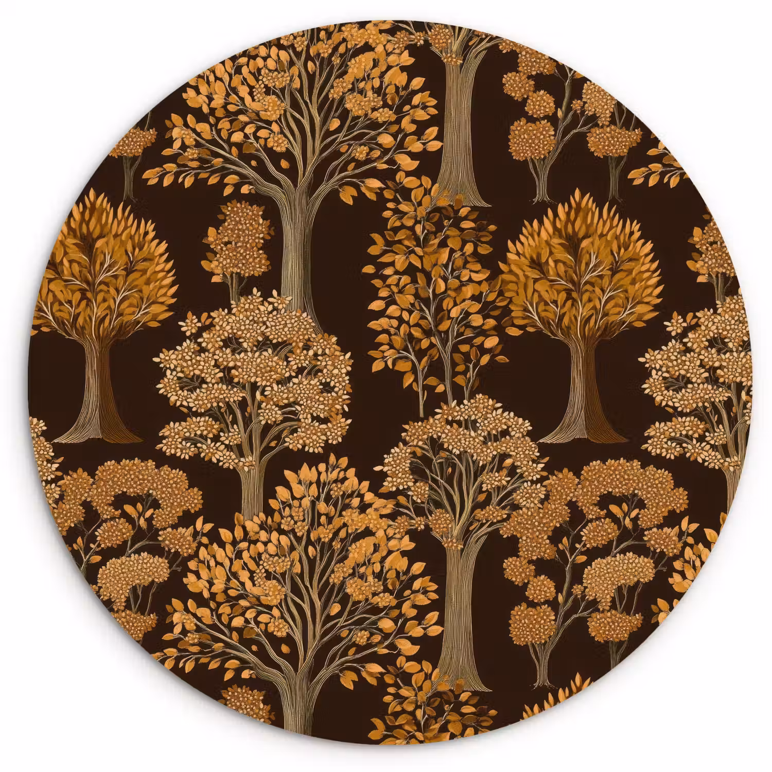 Bomen - Patroon - Bruin Wandcirkel kunststof plaat 5mm dik klein 188 -3d