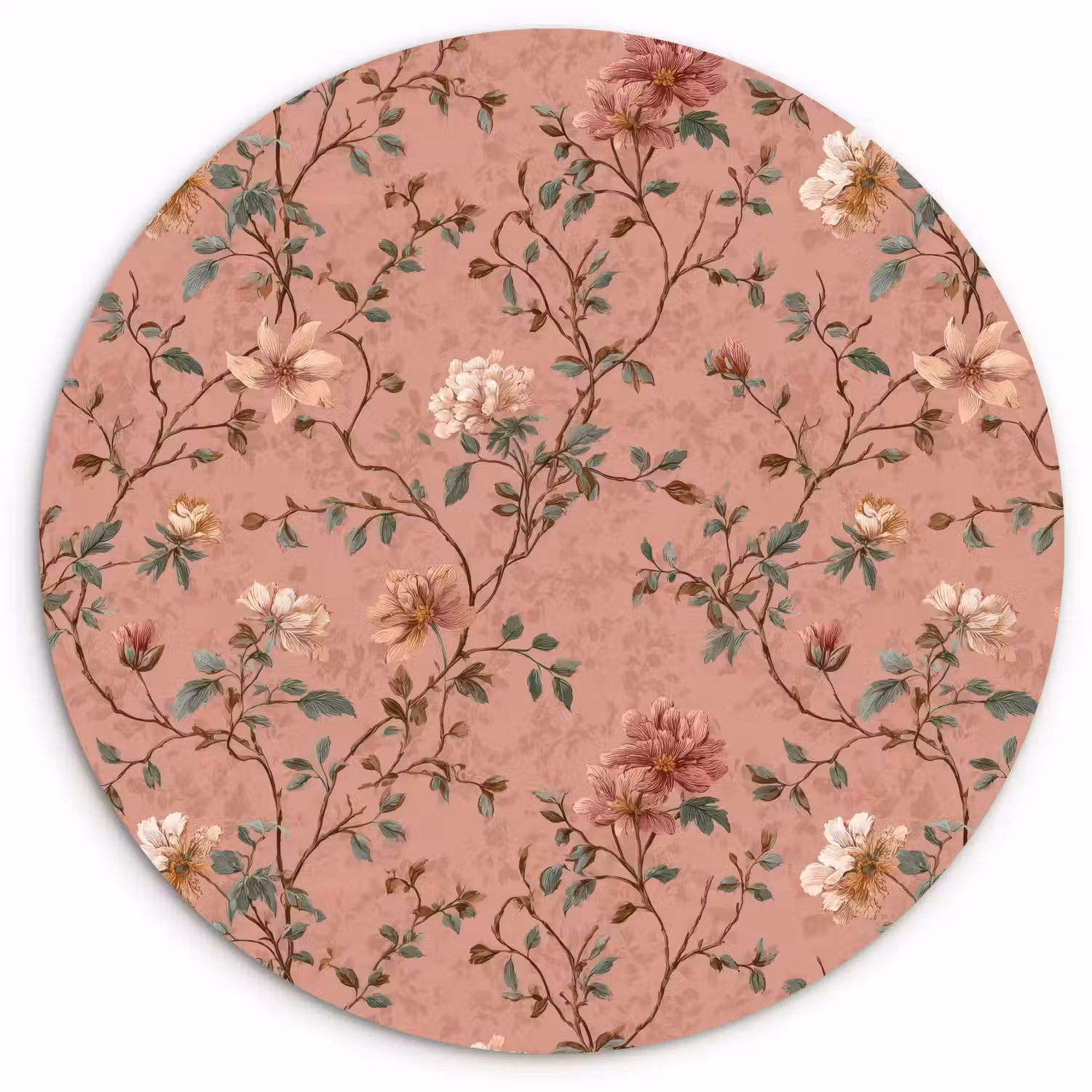 Botanisch - Bloemen - Roze Wandcirkel kunststof plaat 5mm dik klein 188 -3d