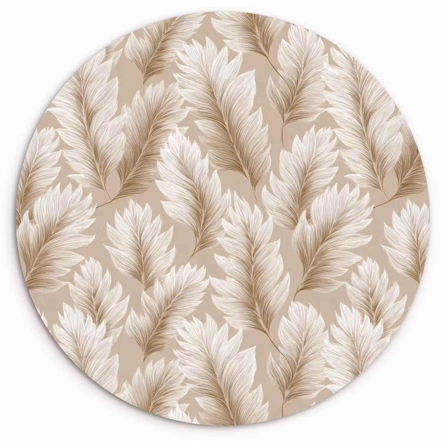 Botanisch - Patroon - Beige Wandcirkel kunststof plaat 5mm dik klein 188 -3d