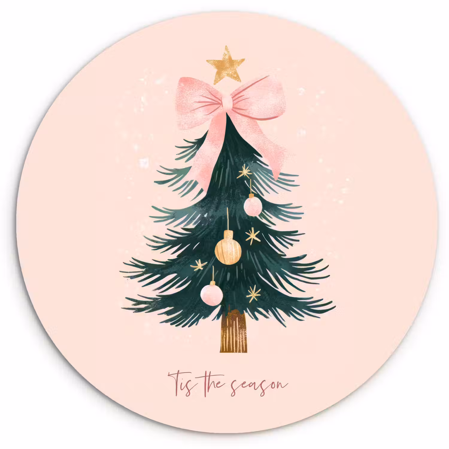Christmas Season - Kerst - Kerstboom - Roze Wandcirkel kunststof plaat 5mm dik klein -3d