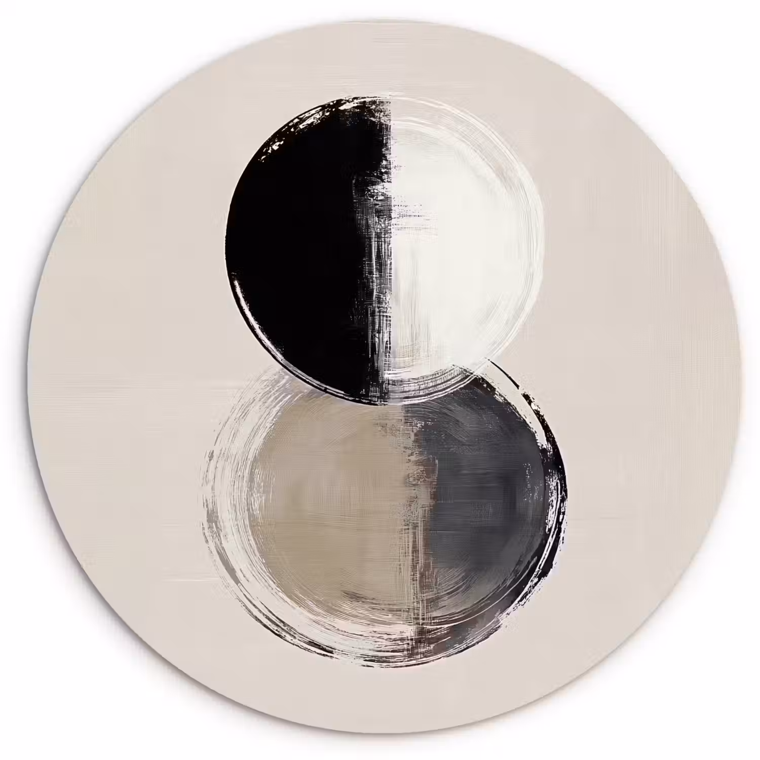 Cirkels - Strepen - Minimalistisch - Zwart Wandcirkel kunststof plaat 5mm dik klein -3d